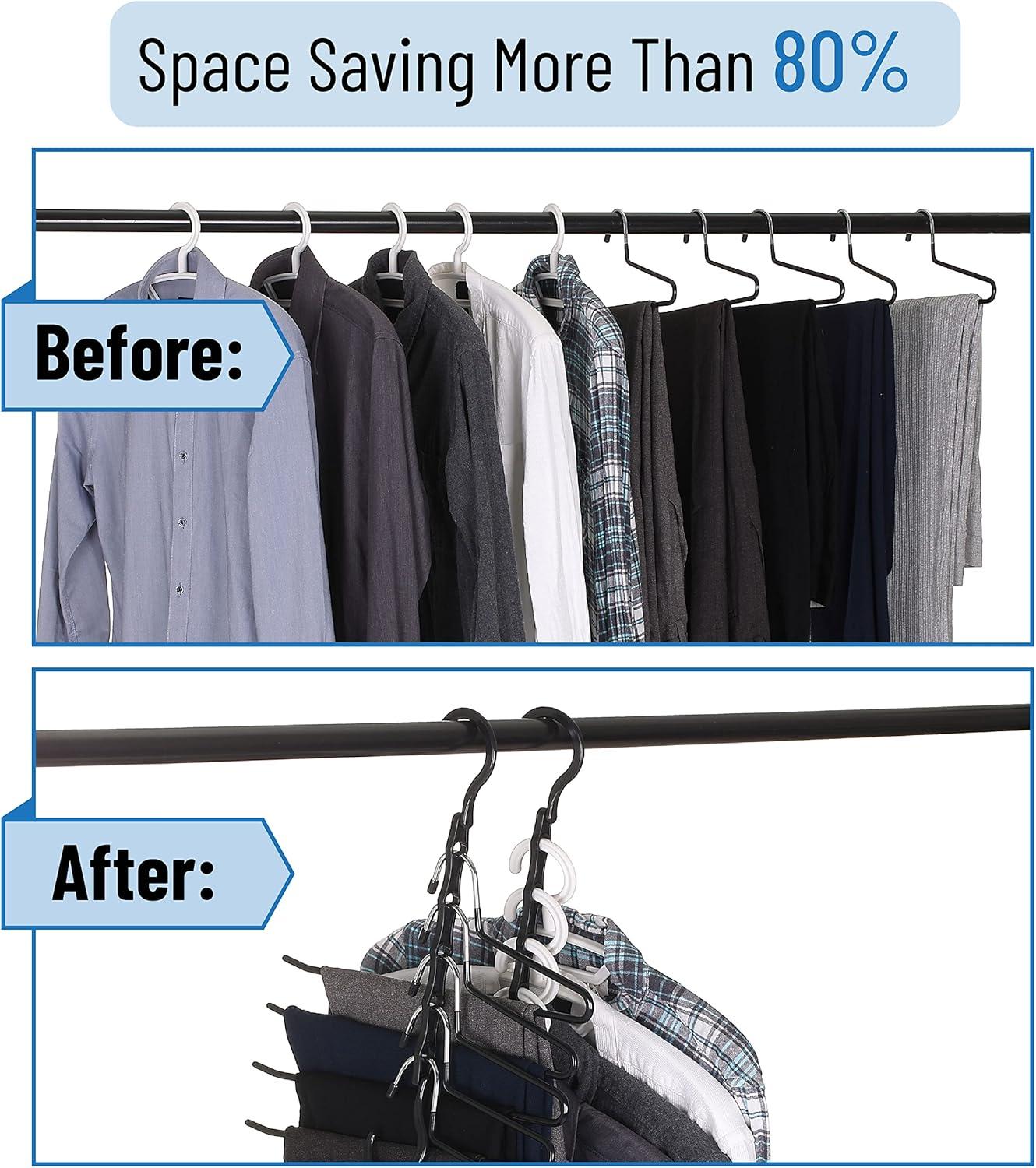 Black Space Saving Closet Hanger Organizers, 8 Pack