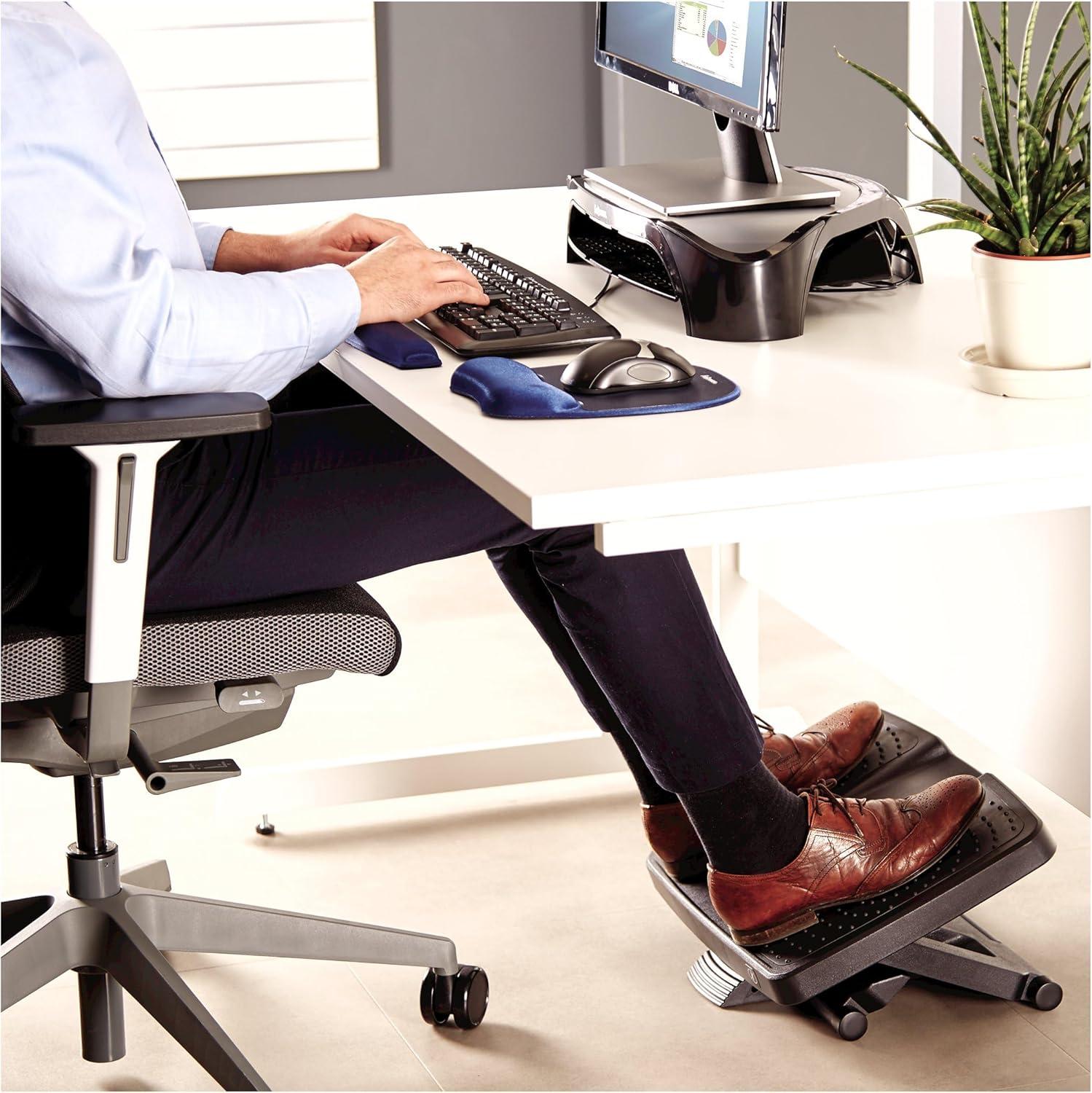 Adjustable Black Plastic Foot Support with Massage Surface