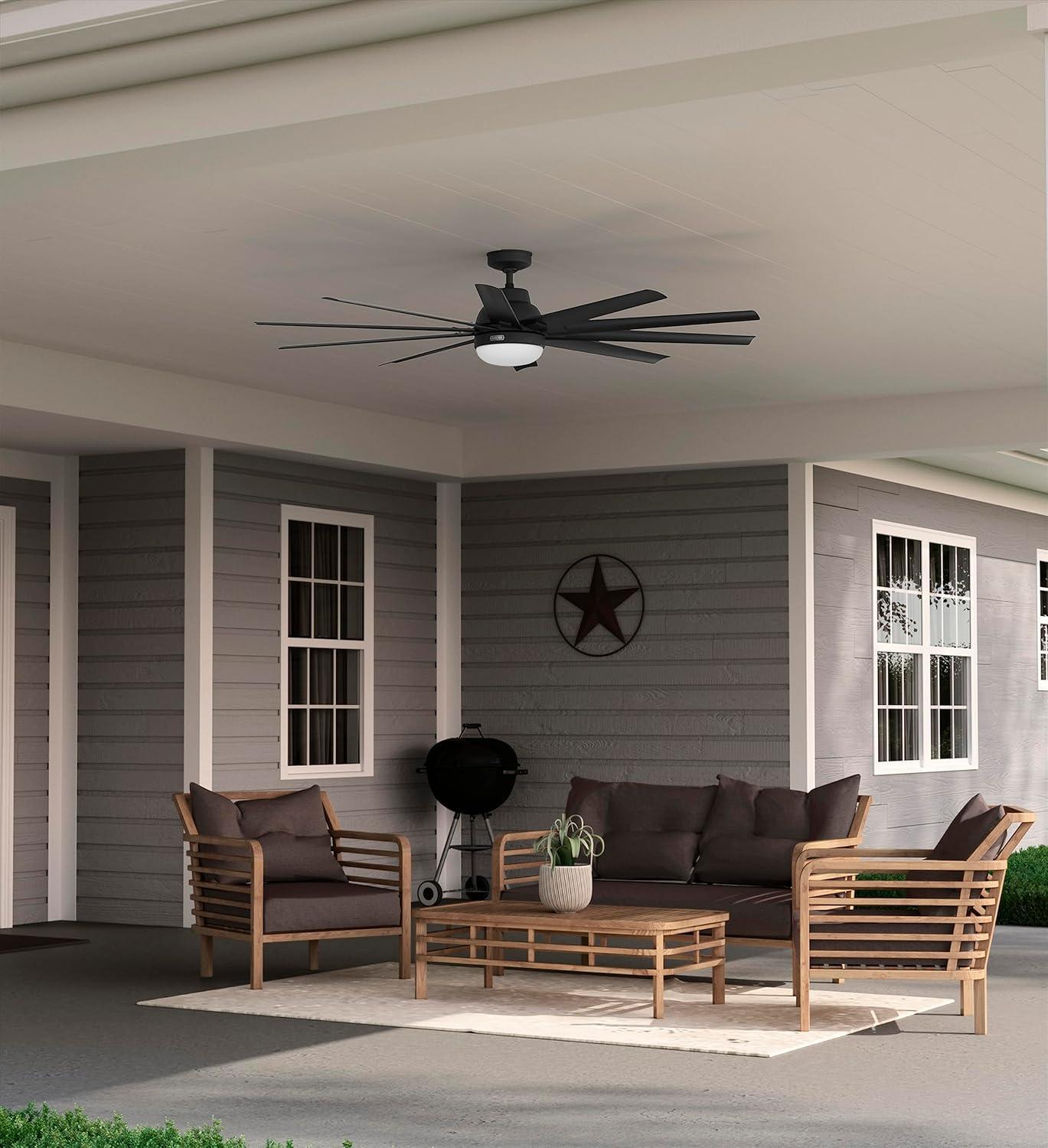 Overton Matte Black 72" 10-Blade Ceiling Fan with LED Light