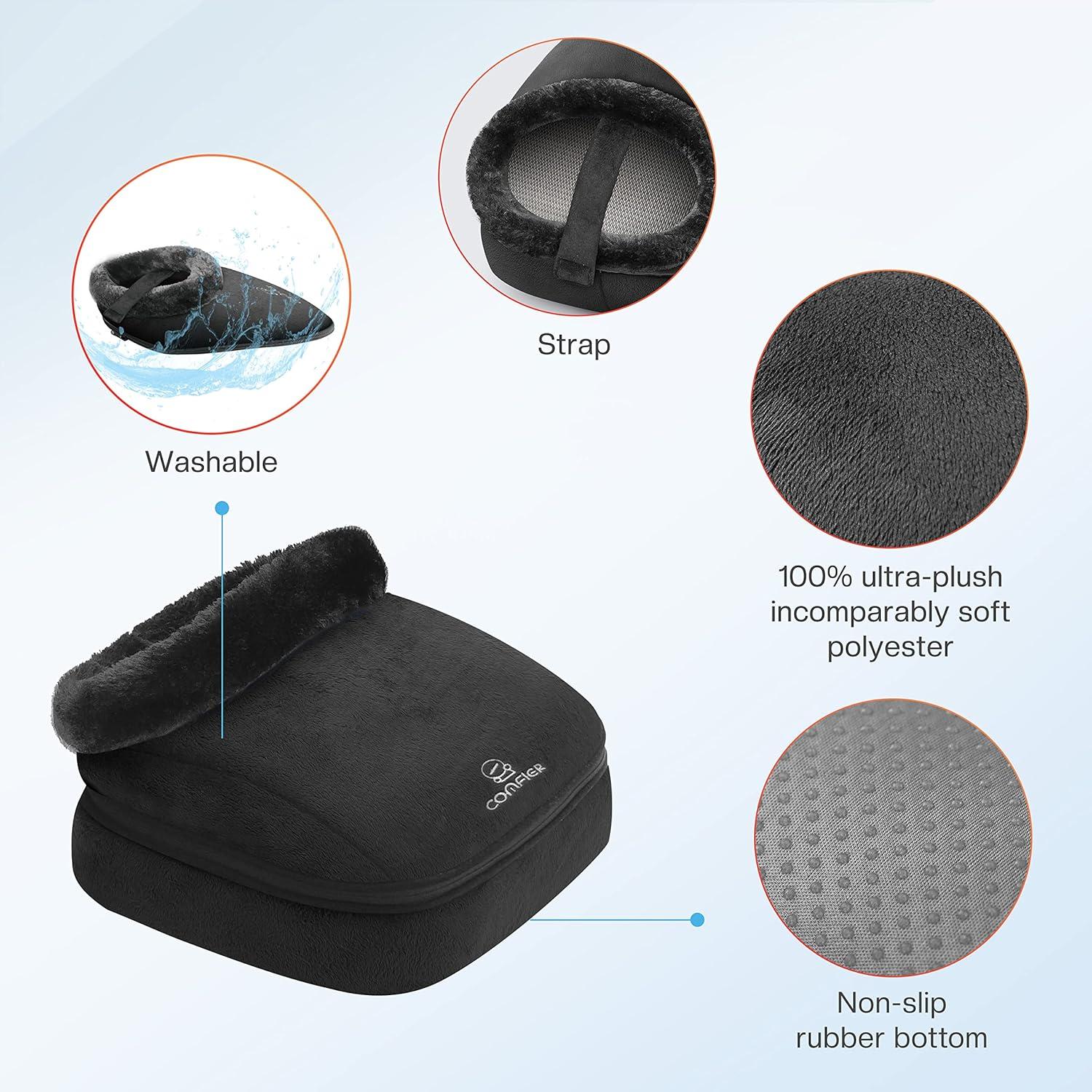 COMFIER Foot Warmer Massager,Gifts for Women,Men,Shiatsu Foot Massager with Heat, Electric Heating Pad for Back Feet,Back Massager for Pain Relief(Black)