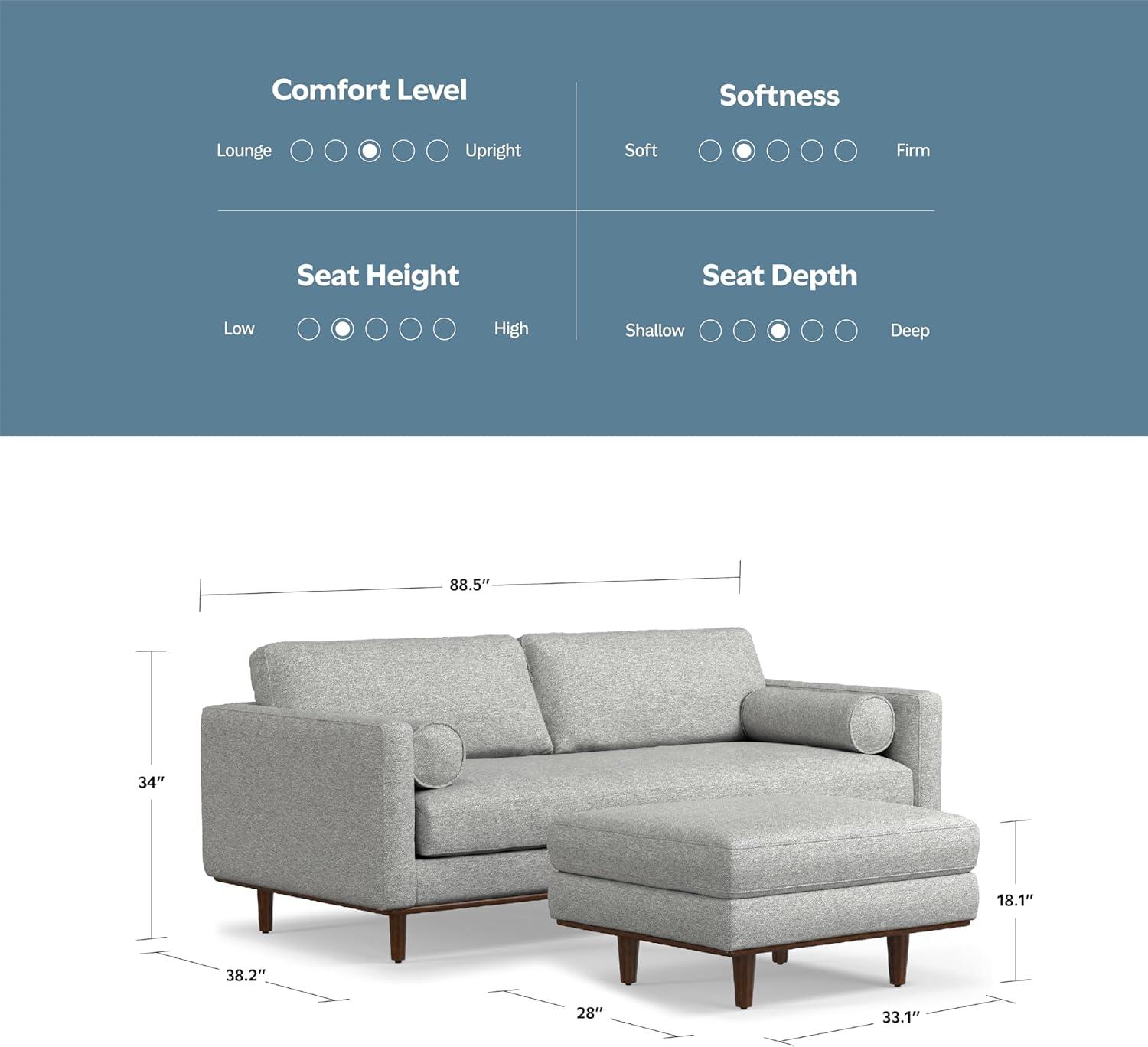 Simpli Home Morrison  Sofa and Ottoman Set in Woven-Blend Fabric | Wayfair