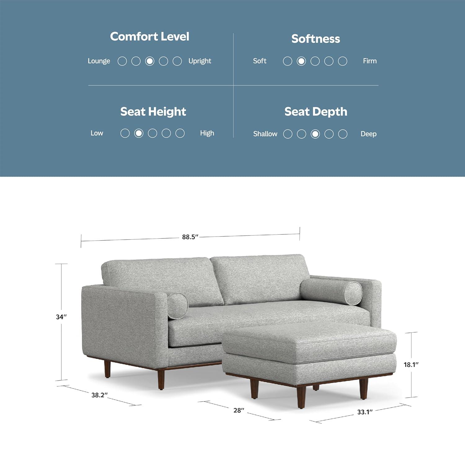 Simpli Home Morrison  Sofa and Ottoman Set in Woven-Blend Fabric | Wayfair