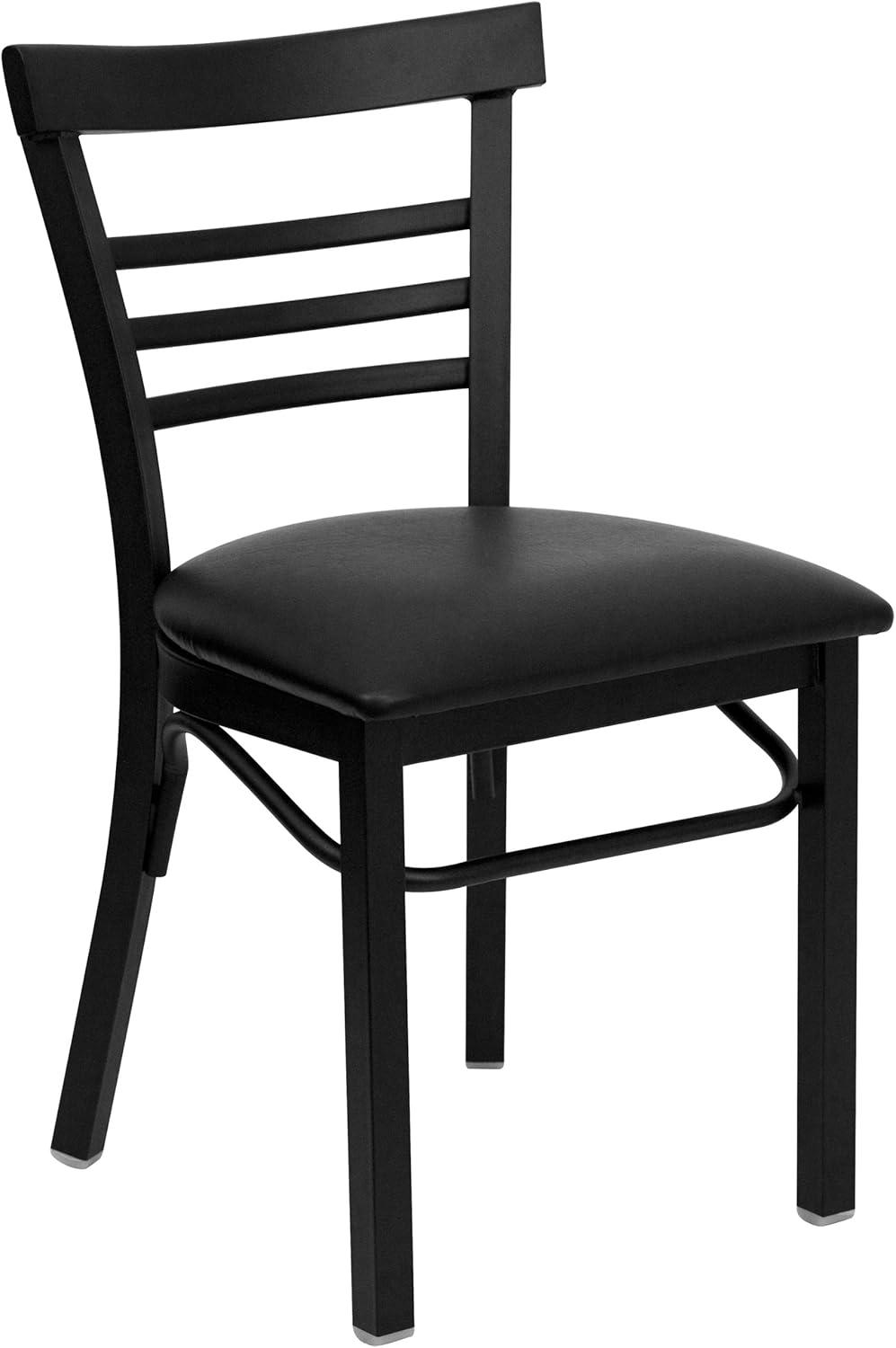 Flash Furniture Black Three-Slat Ladder Back Metal Restaurant Chair