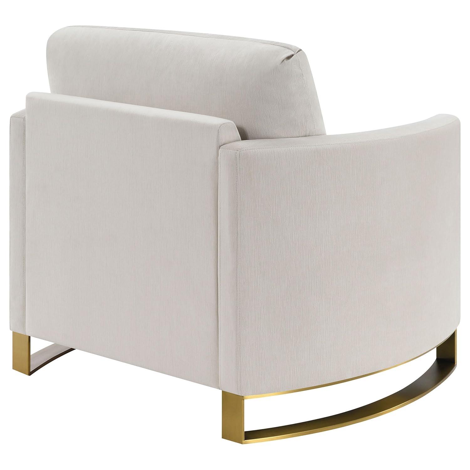 Coaster Contemporary Chenille Upholstered Arched Arms Chair in Beige