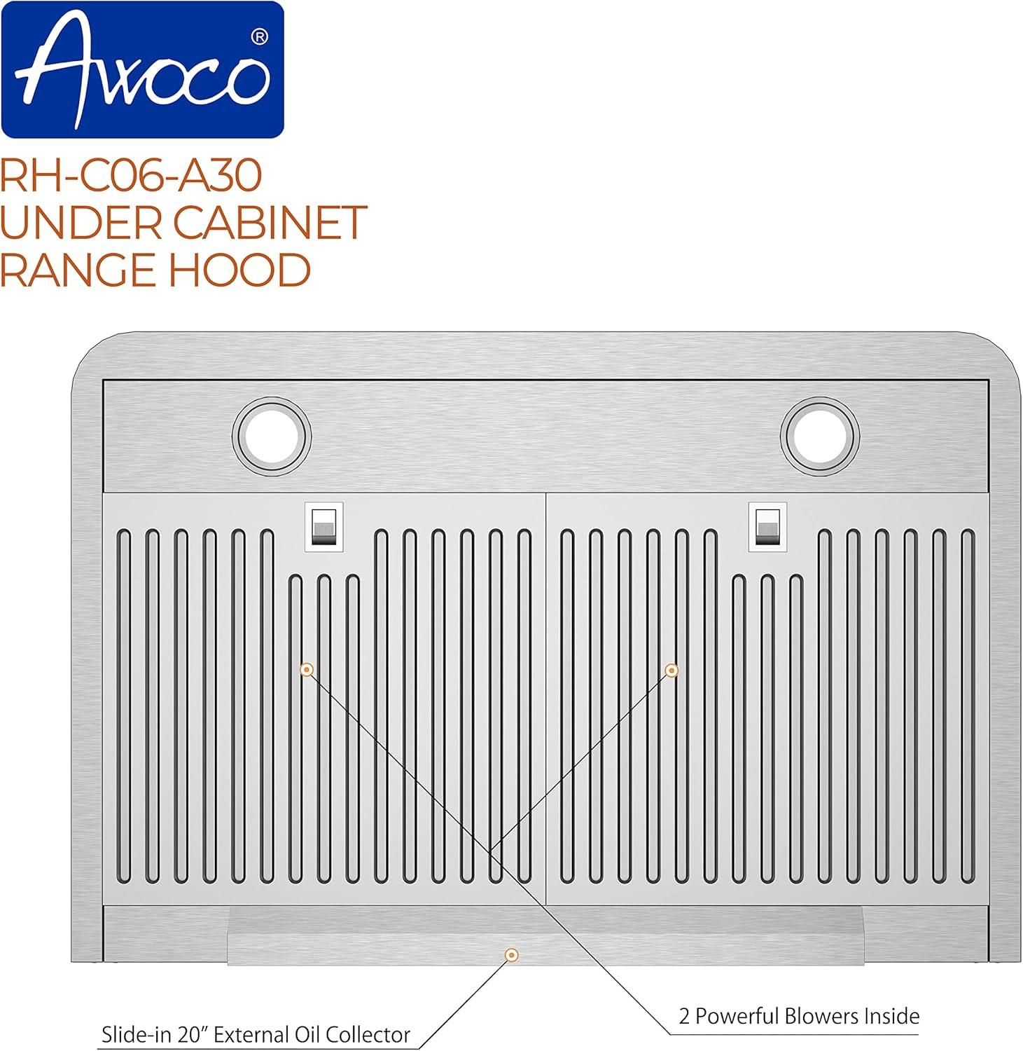 29.8" 900 CFM Ducted Under Cabinet Range Hood in Stainless Steel with Remote Control Included