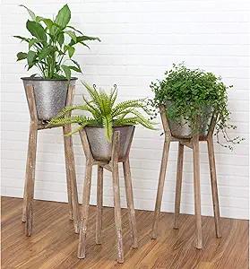 Hayes Rustic Elegance Metal & Wood Planter Set, 35"H