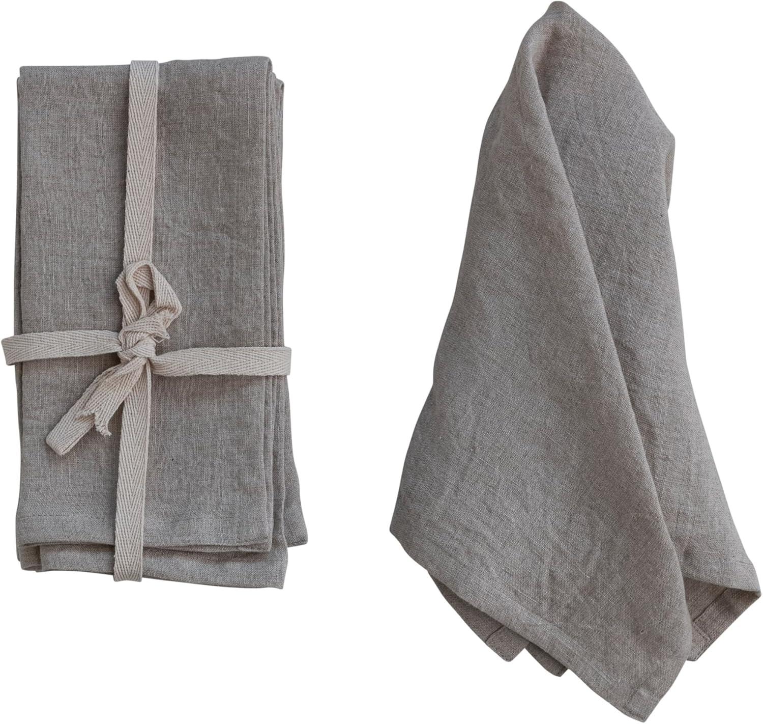 Natural Stonewashed Linen Dinner Napkins Set of Four