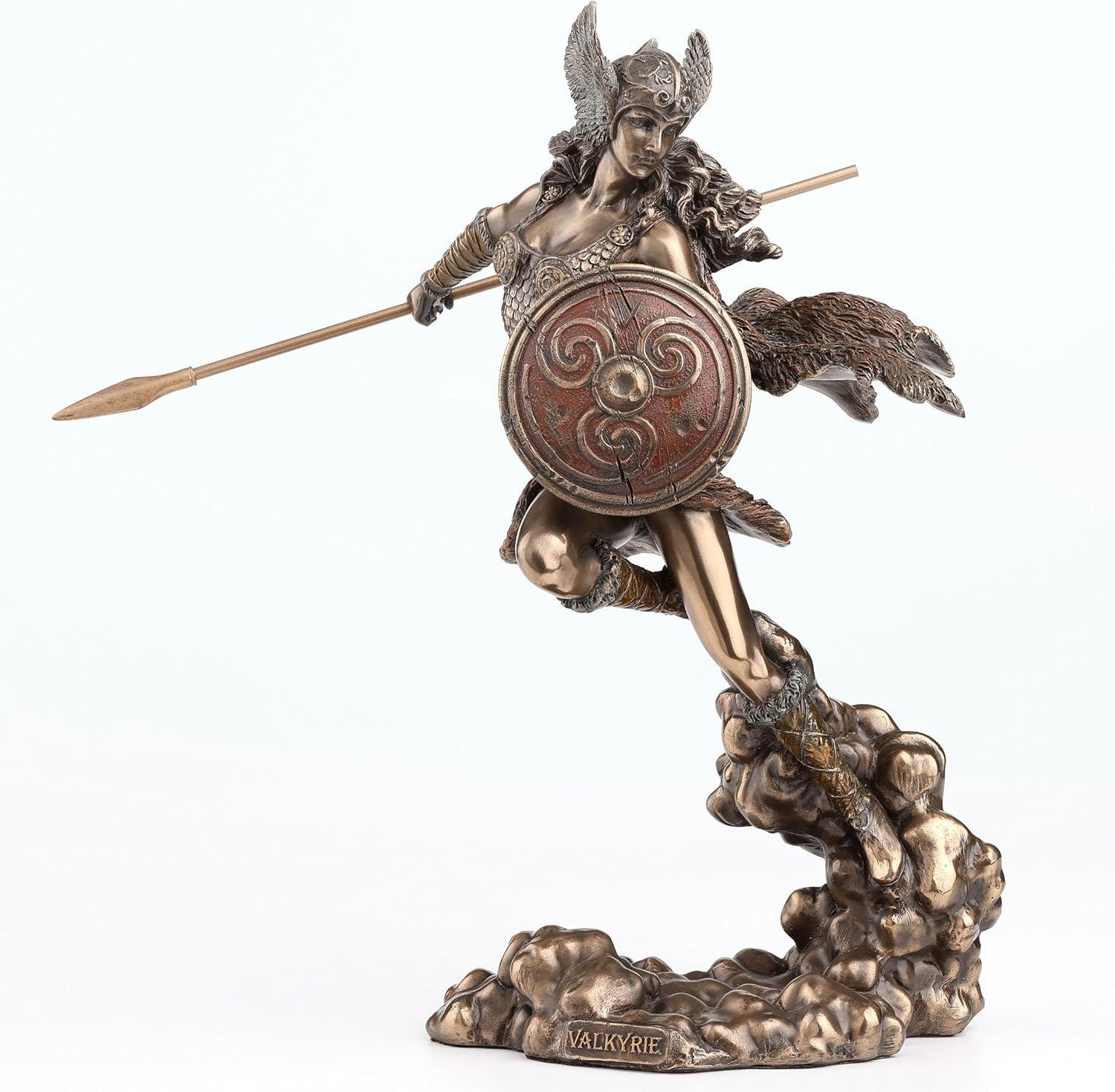 Veronese Design 9 1/4 Inch Greek Goddess Athena Holding Spear and Shield Cold Cast Resin Bronze Finish Statue Home Decor