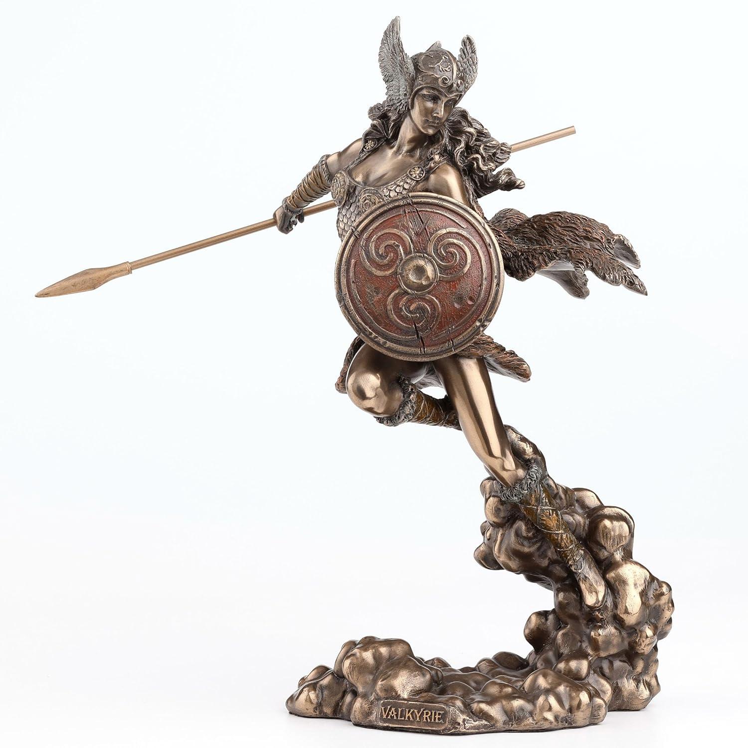 Veronese Design 9 1/4 Inch Greek Goddess Athena Holding Spear and Shield Cold Cast Resin Bronze Finish Statue Home Decor