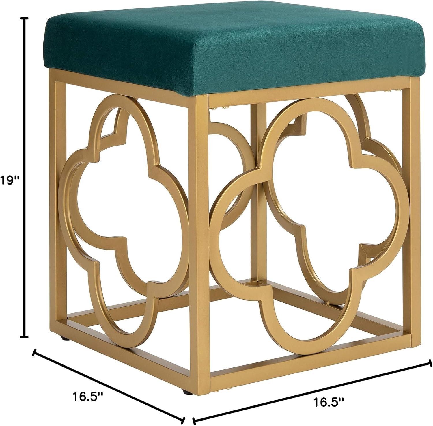 Fleur Square Ottoman - Navy/Gold - Safavieh