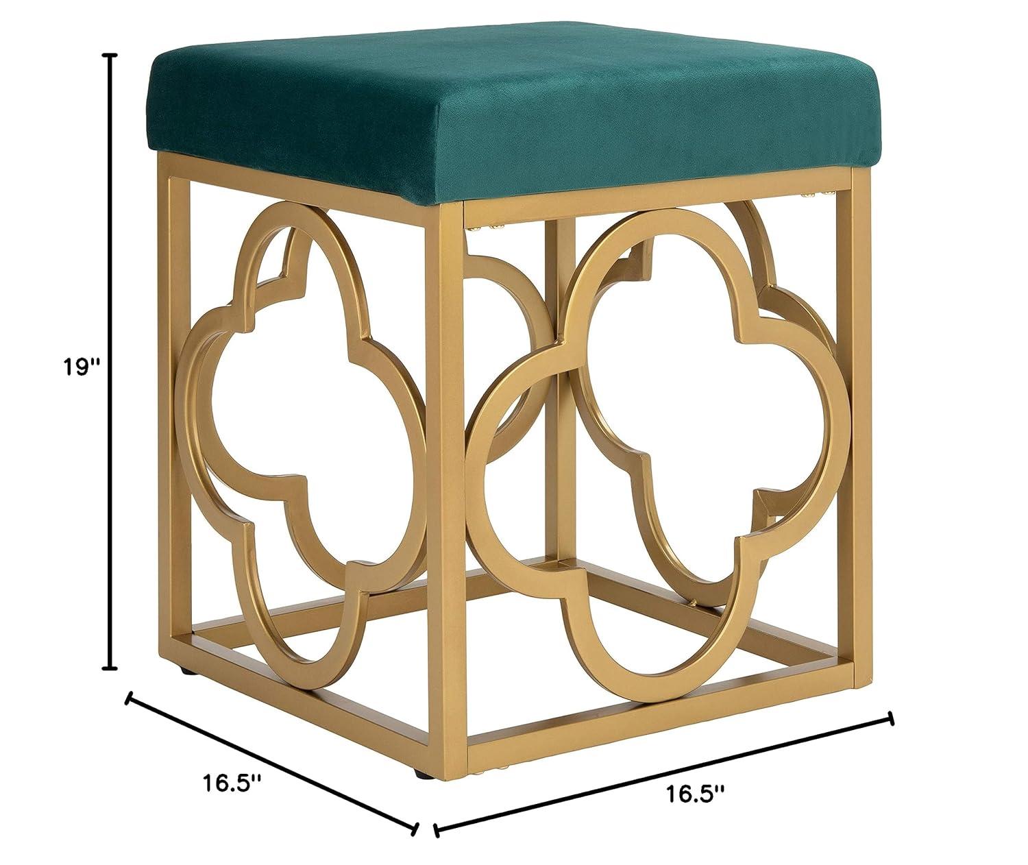 Fleur Square Ottoman - Navy/Gold - Safavieh