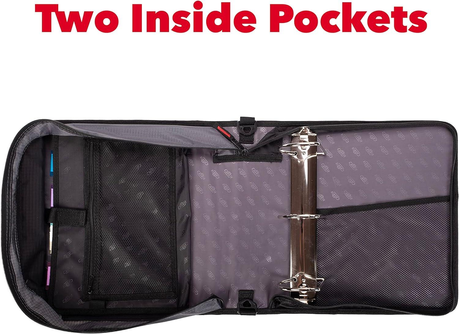 Case-it The King Sized Zip Tab Zipper Binder - 4 Inch D-Rings - 5 Subject File Folder - Multiple Pockets - 800 Sheet Capacity - Jet Black