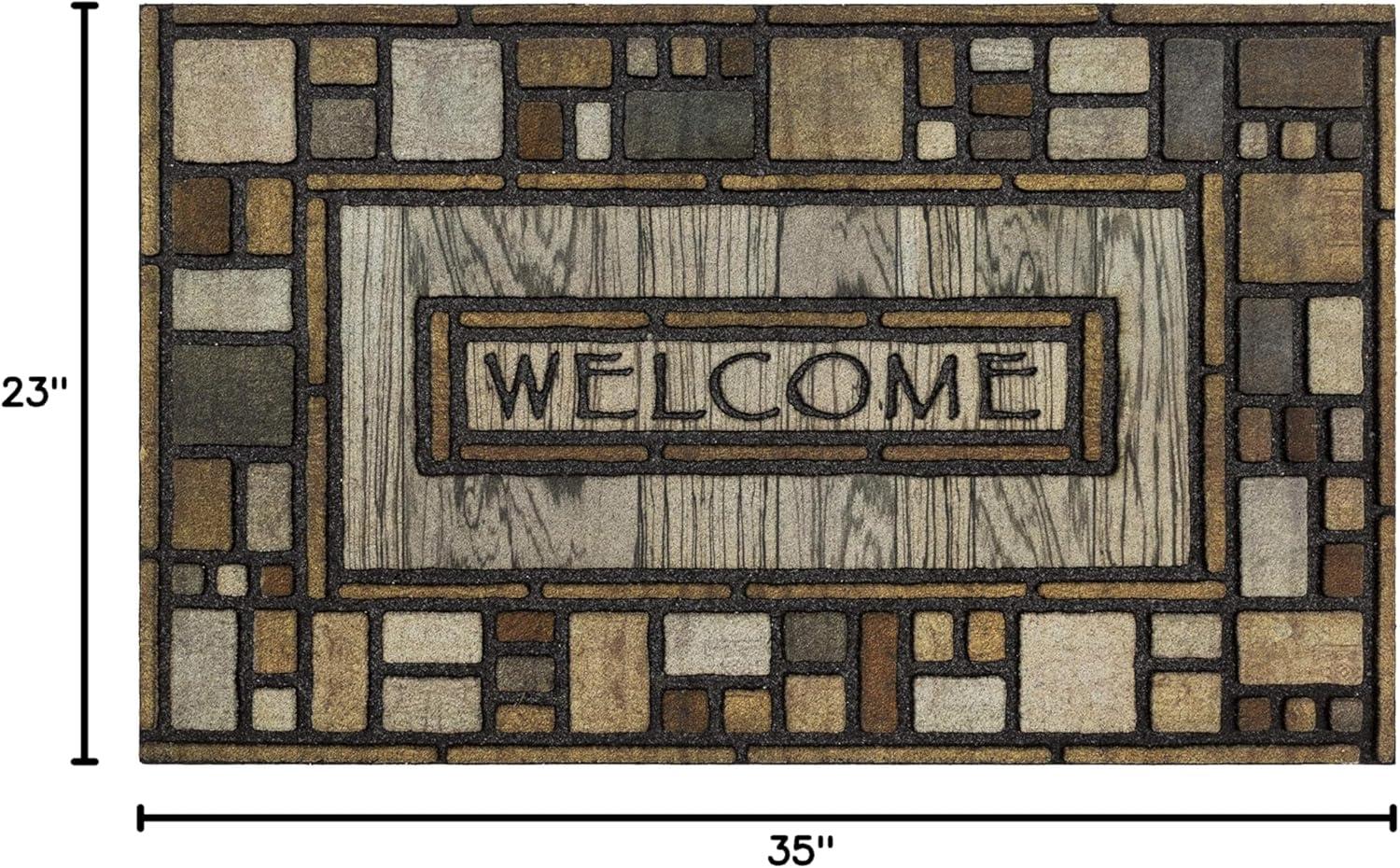 Mohawk Doorscapes Estate Mat Area Rug 4541 16562 Multi Blocks Squares 1' 11" x 2' 11" Rectangle