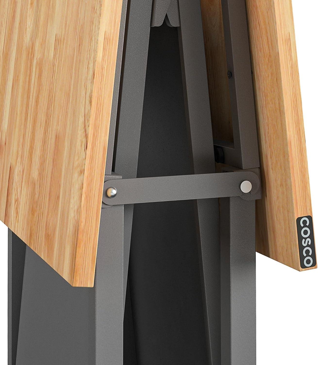 COSCO SmartFold Butcher Block Portable Workbench / Folding Utility Table (Gray Steel Frame)