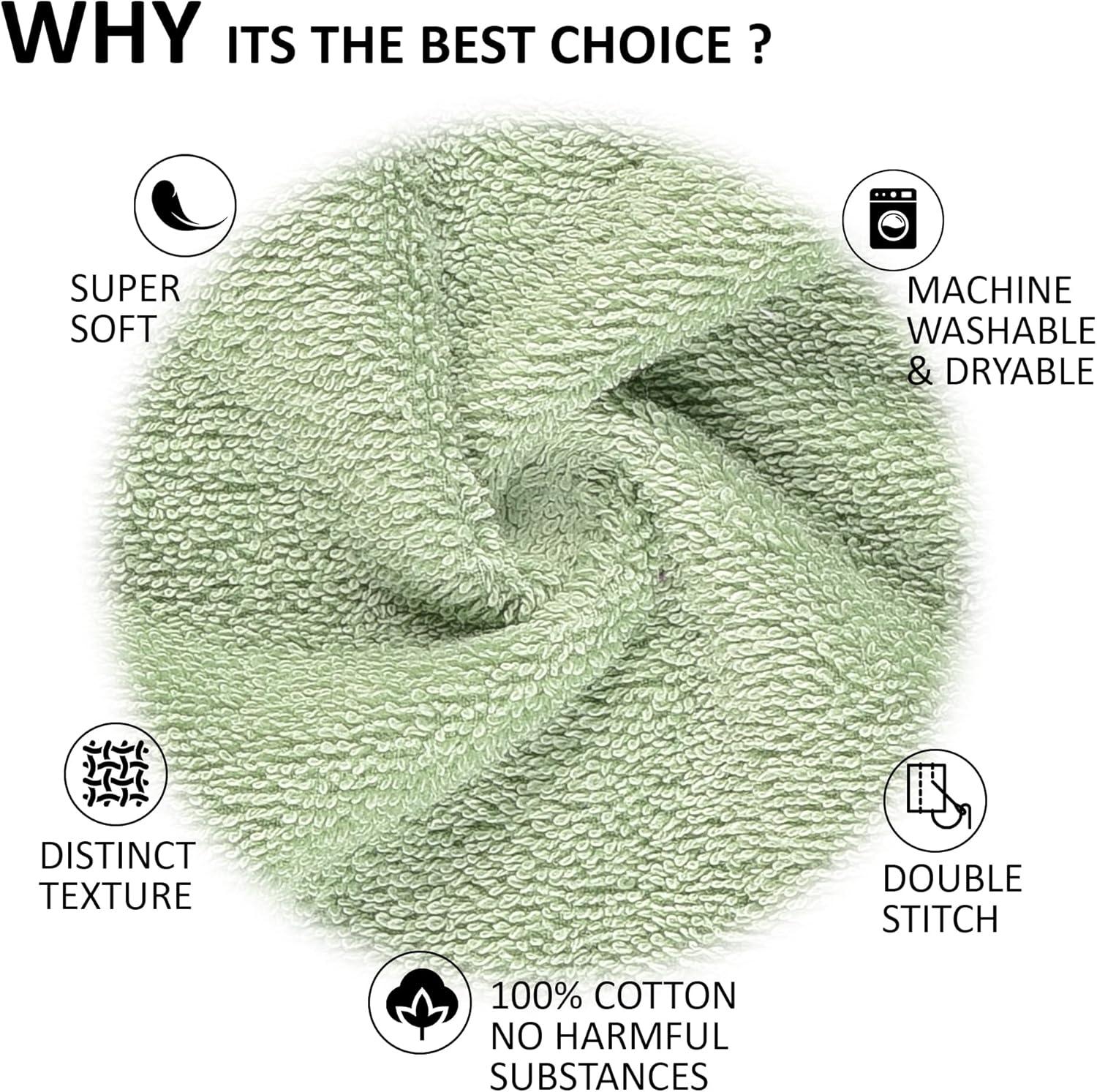 Oversized Sage Green Turkish Cotton Terry Washcloth Set