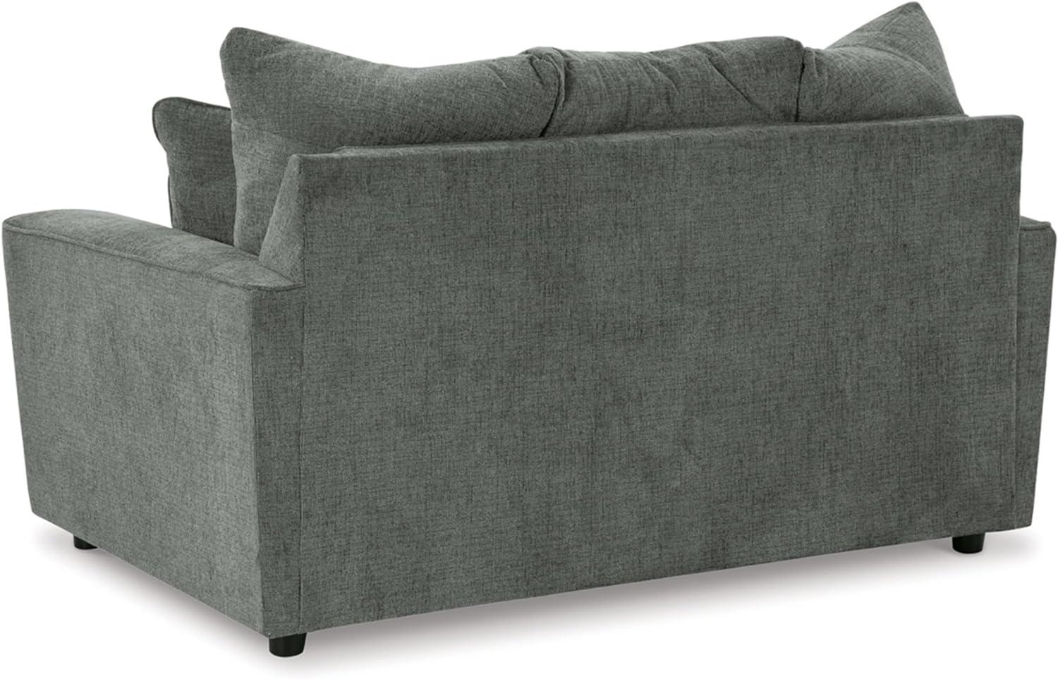 Gray Fabric Flared Arm Loveseat with Wood Frame