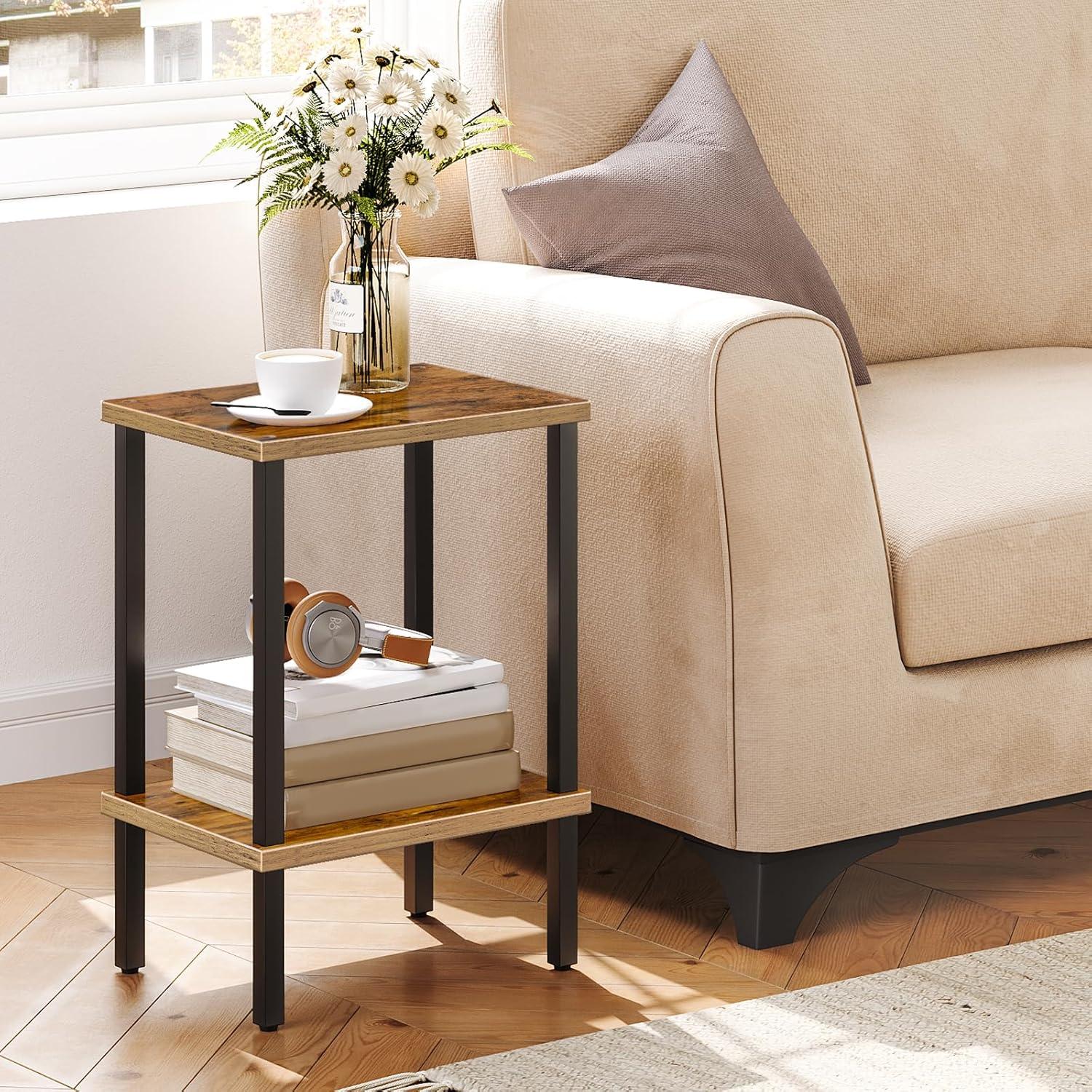 End Table, Set of 2, Side Table, Nightstand, 2-Tier Storage Shelf, Sofa Table for Small Space, Living Room, Bed Room TB01BB035