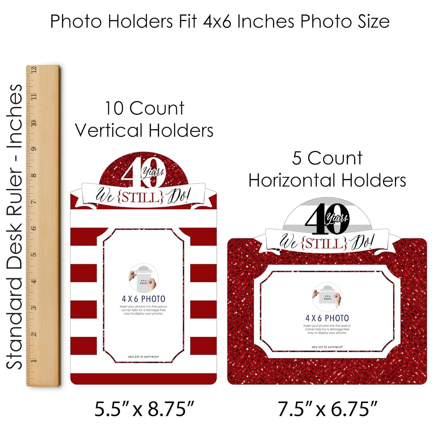 Big Dot of Happiness We Still Do - 40th Wedding Anniversary - Anniversary Party Picture Centerpiece Sticks - Photo Table Toppers - 15 Pieces