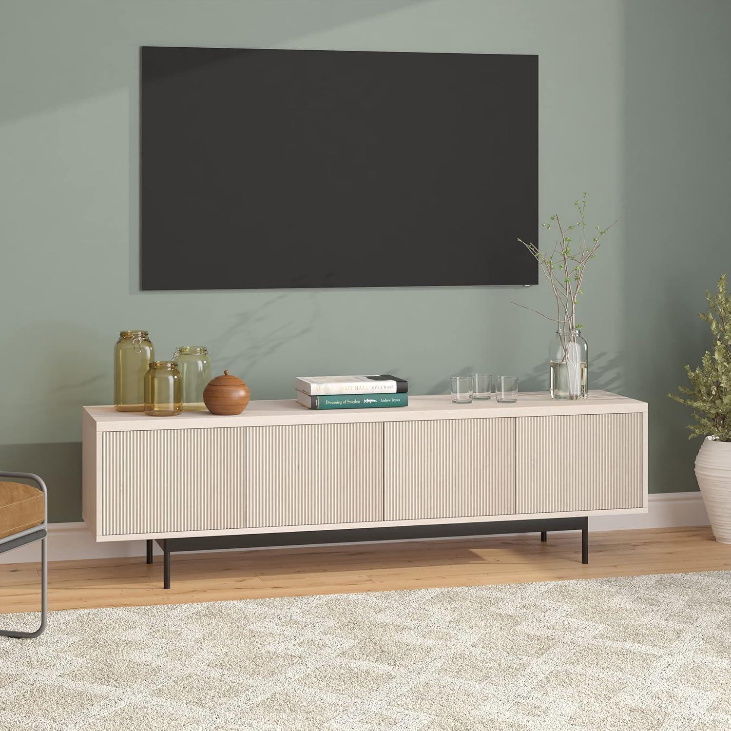 Evelyn&Zoe Whitman Rectangular TV Stand for TV's up to 75", Alder White