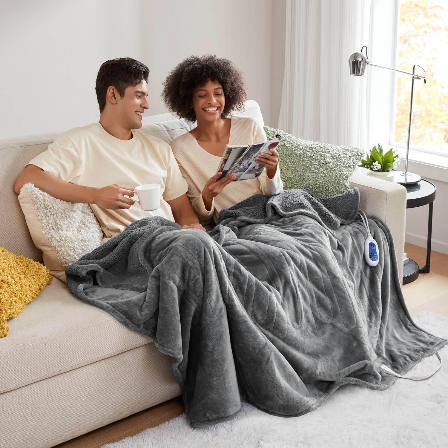 Beautyrest Beautyrest Heated Microlight to Berber Throw