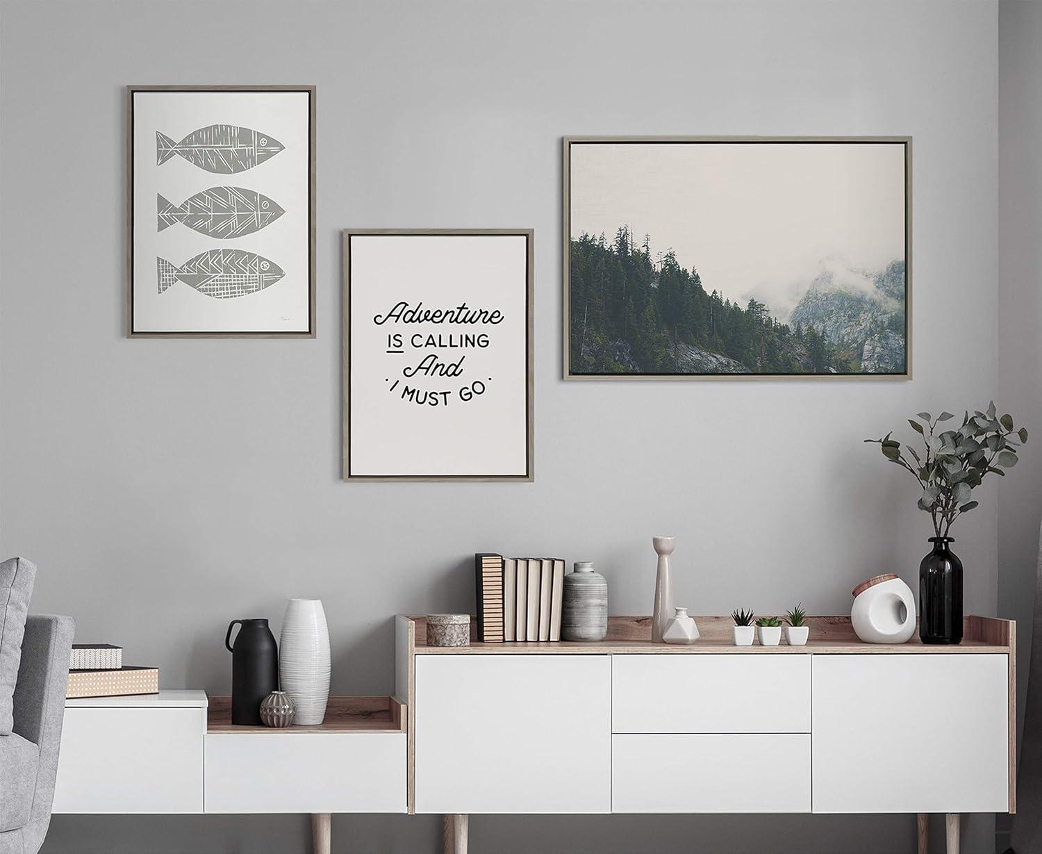 Kate & Laurel All Things Decor 18"x24" Sylvie Adventure is Calling Framed Canvas by the Creative Bunch Studio Gray