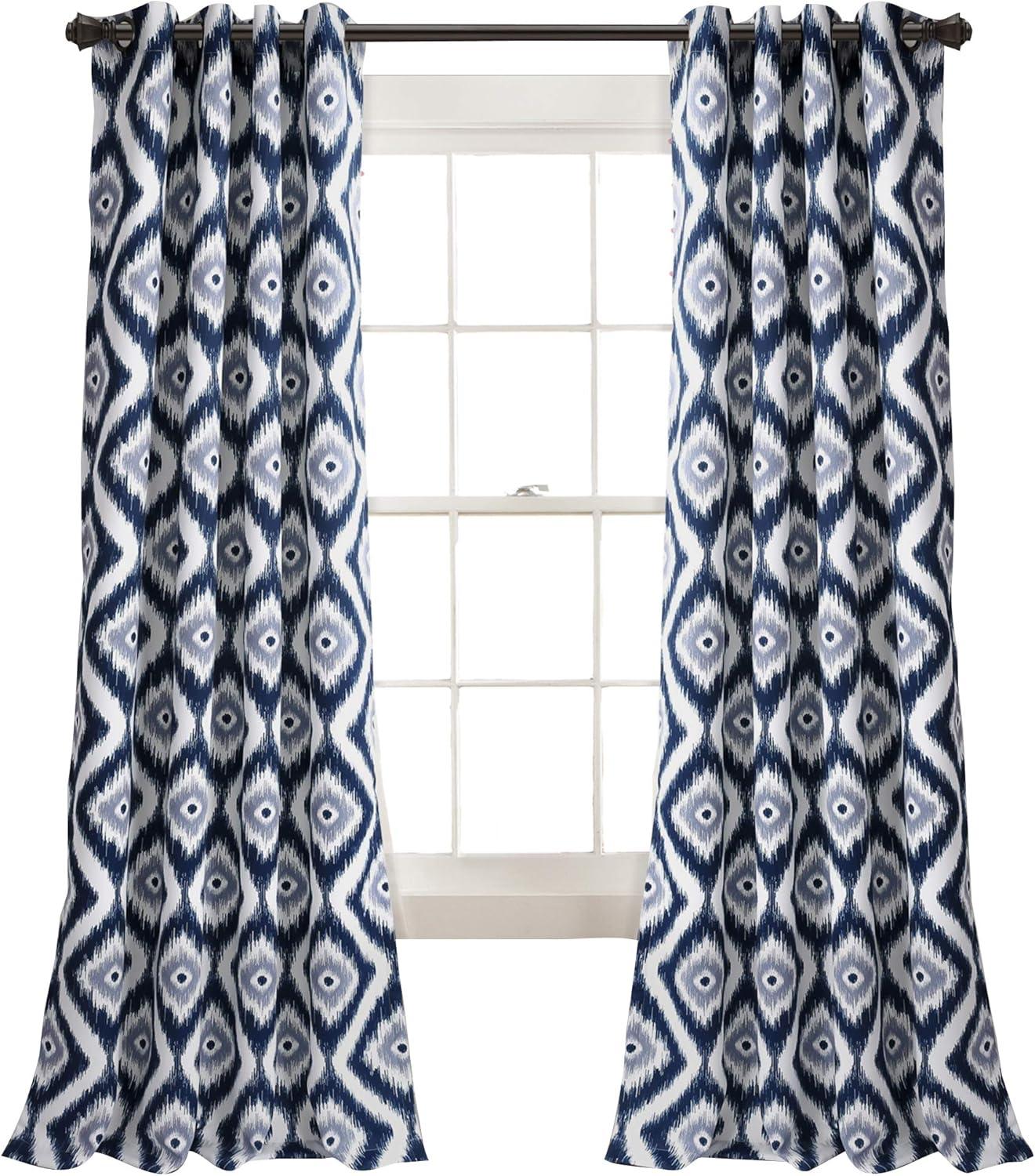 Lush Decor Diamond Ikat Polyester Semi Sheer Curtain Pair (Set of 2)