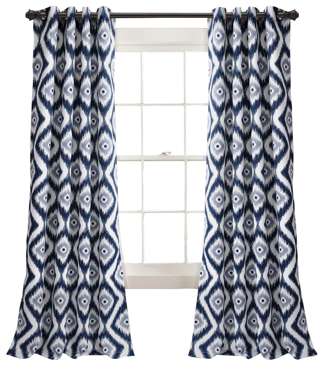 Lush Decor Diamond Ikat Polyester Semi Sheer Curtain Pair (Set of 2)