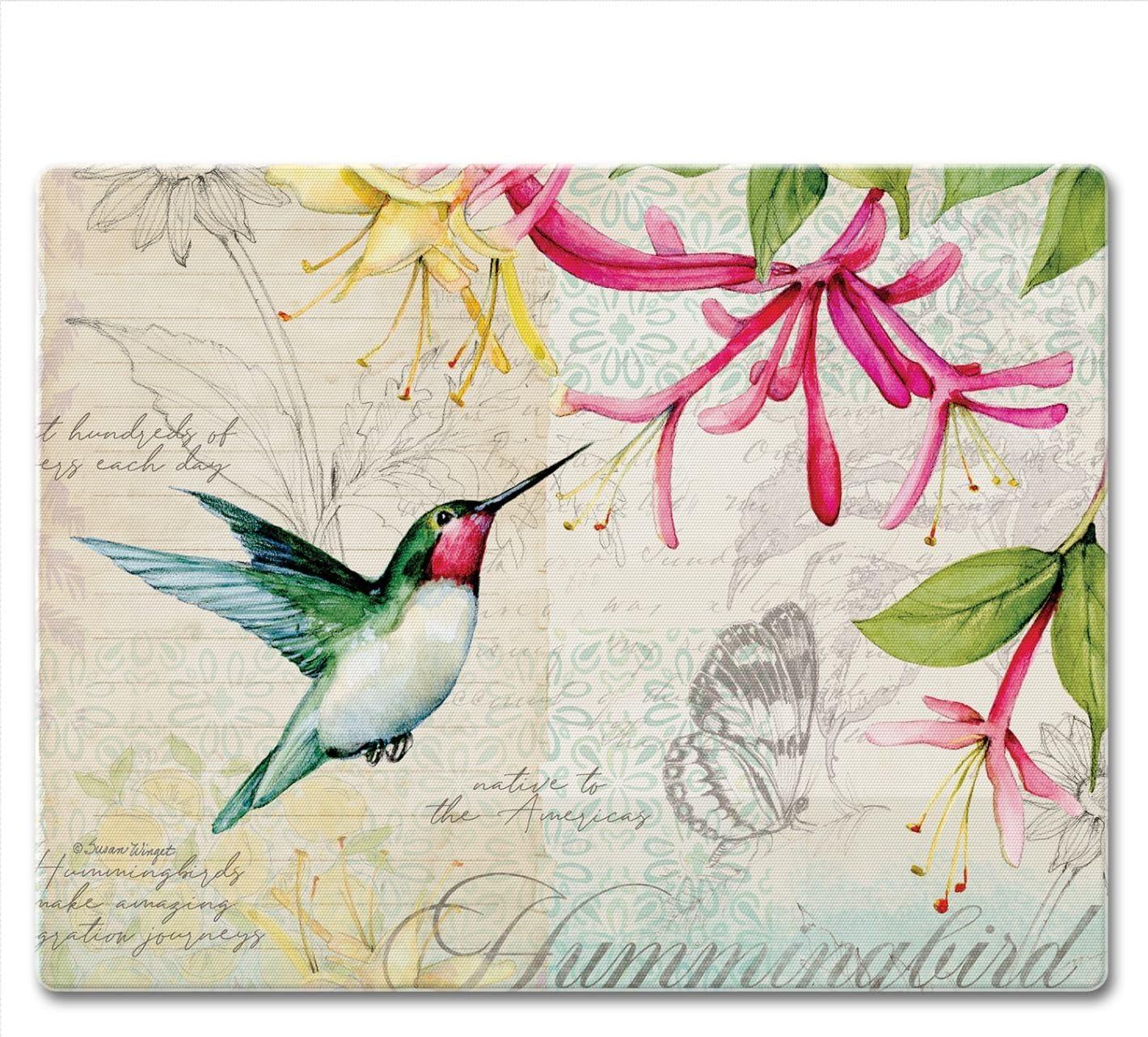 CounterArt Field Guide Hummingbird 3mm Glass Cutting Board 10” x 8”