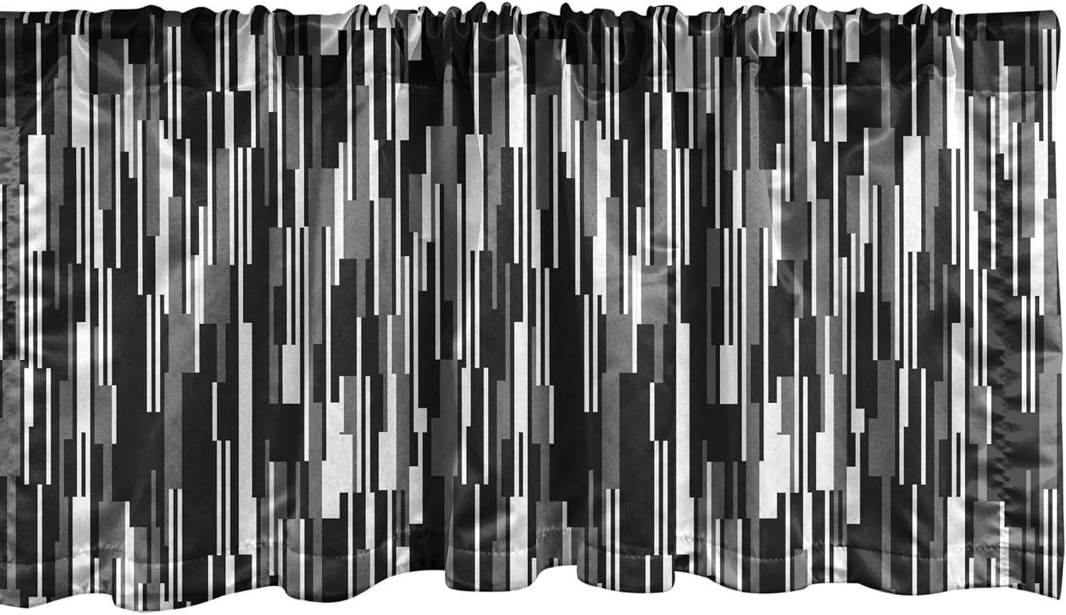 Ambesonne Black and White Window Valance, Abstract Lines, 54" X 18", Black Grey White