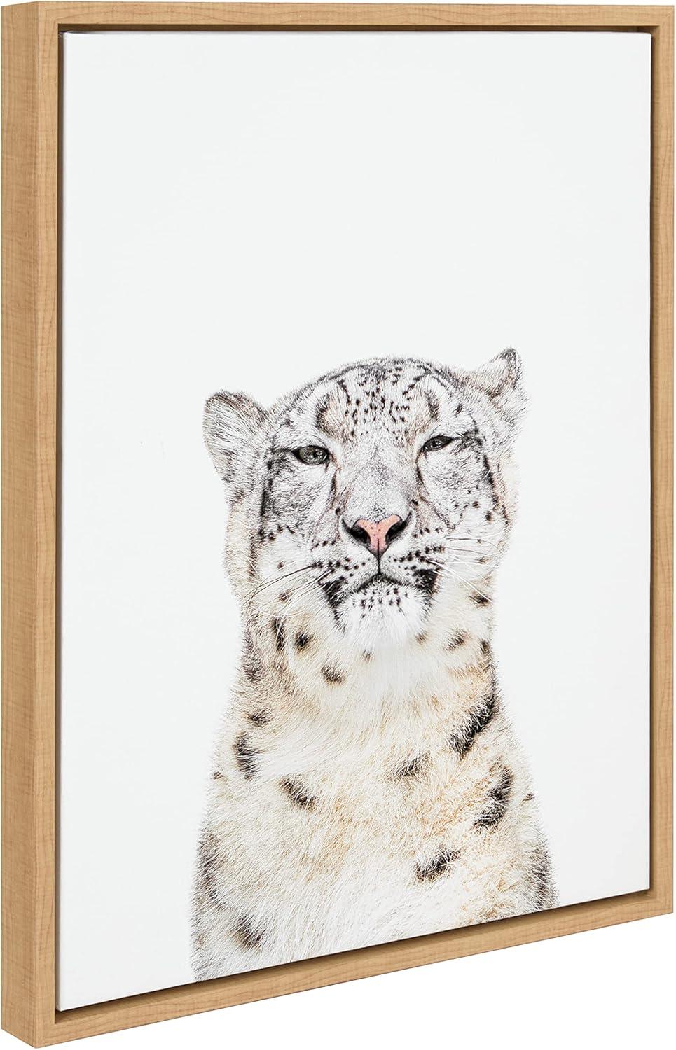 18" x 24" Sylvie Snow Leopard Portrait Framed Canvas by Amy Peterson - Kate & Laurel All Things Decor