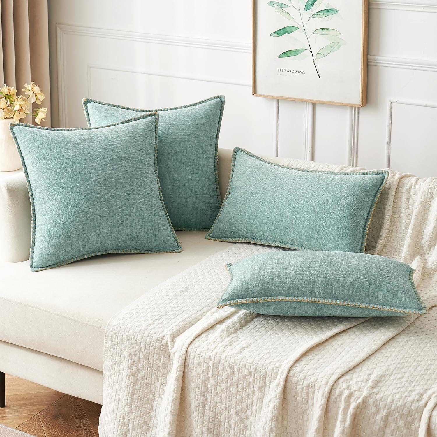 Teal Chenille 18x18 Euro Pillow Covers, Pack of 2