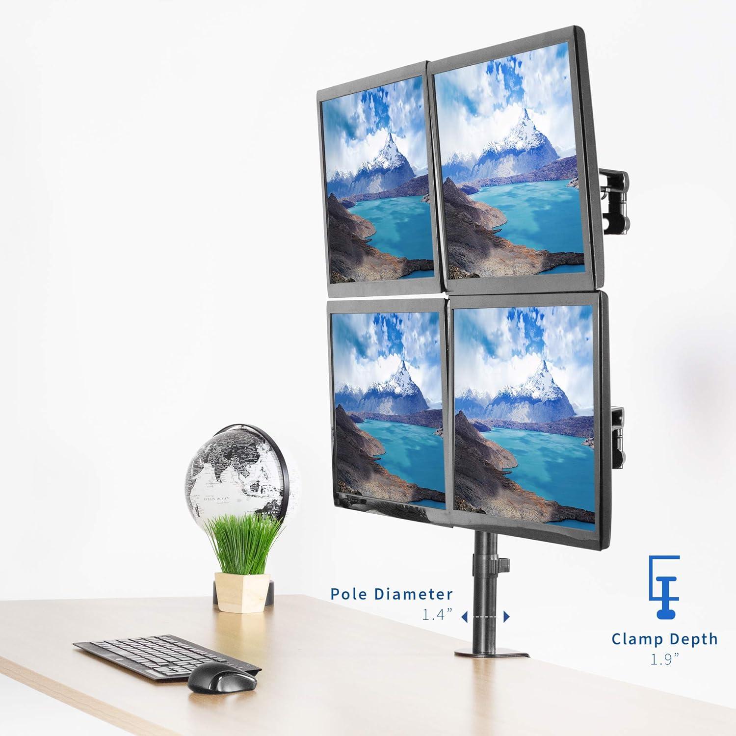 Aluminum Quad Monitor Desk Mount with Articulating Arms