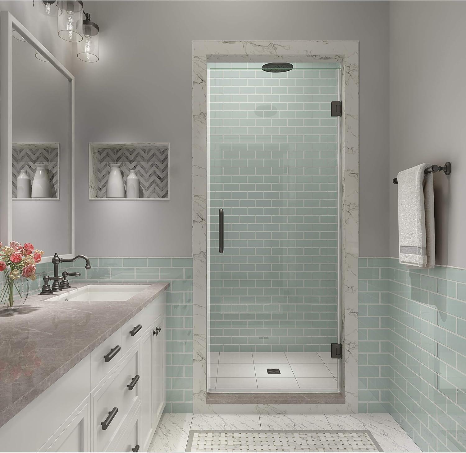 Aston SDR997EZ-NBR-35580 Kinkade XL 35.25" - 35.75" W x 80" H Hinged Frameless Shower Door