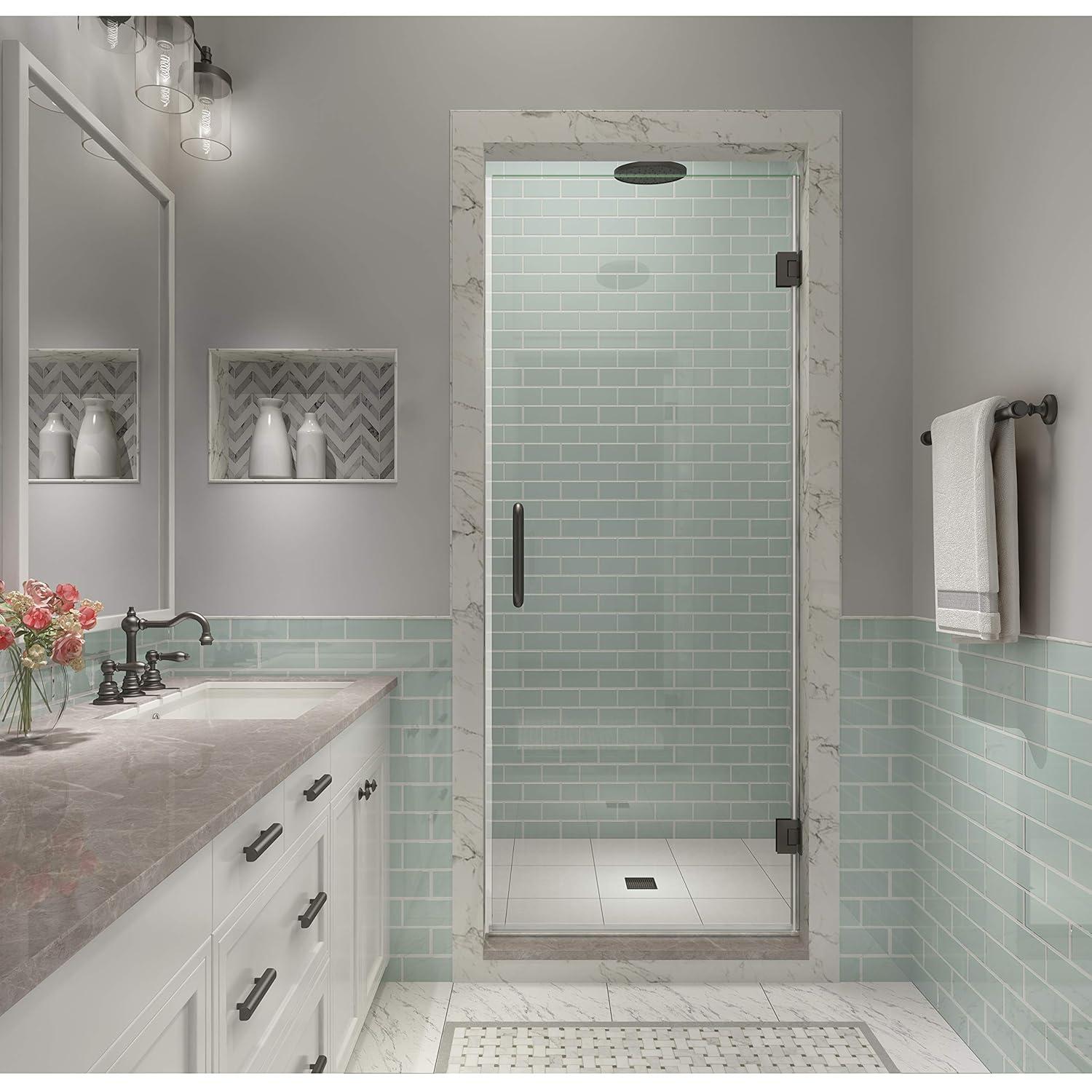 Kinkade XL 35.25" - 35.75" W x 80" H Hinged Frameless Shower Door