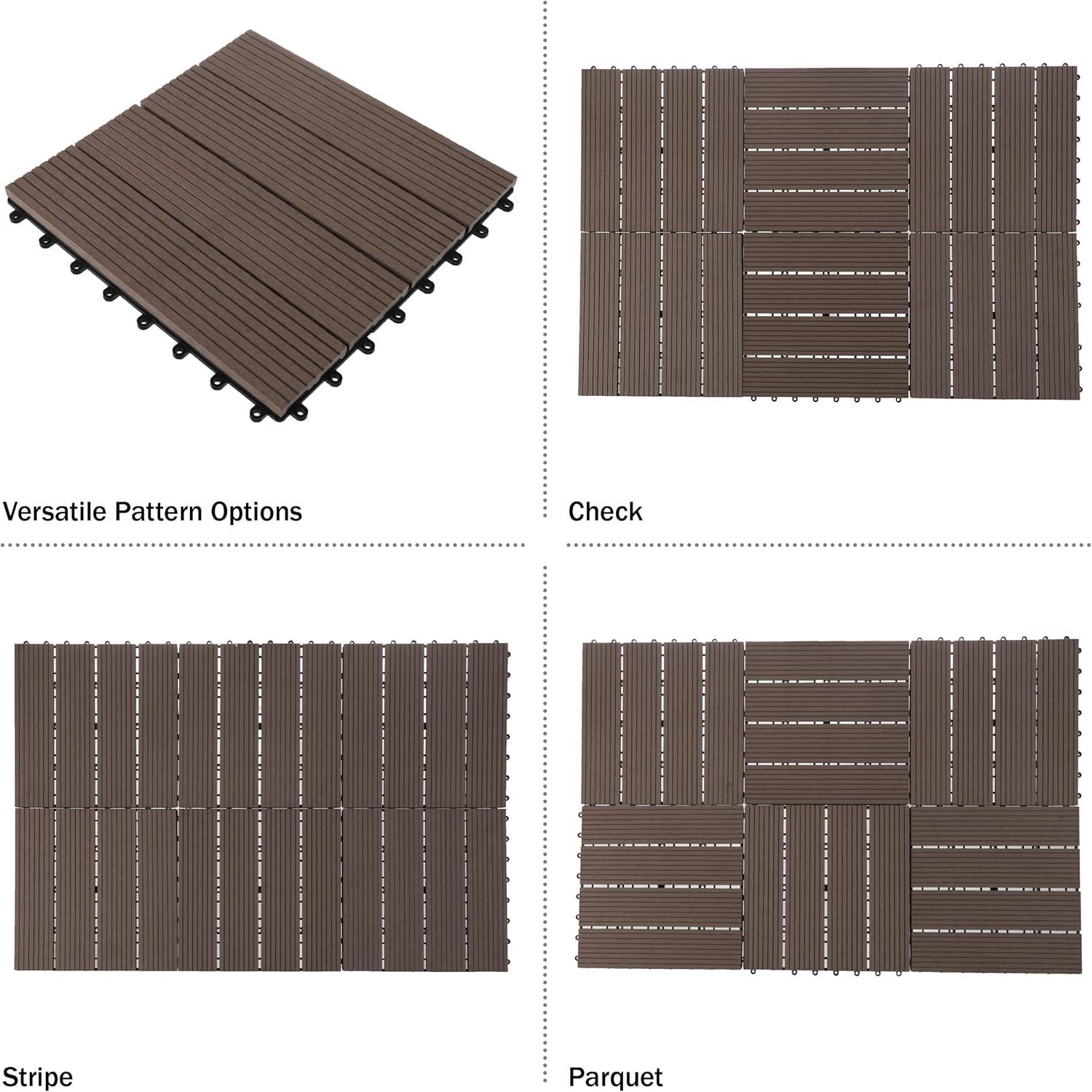 Pure Garden 11.63" x 11.63" Interlocking Deck Tile - Patio Tiles (Set of 30)