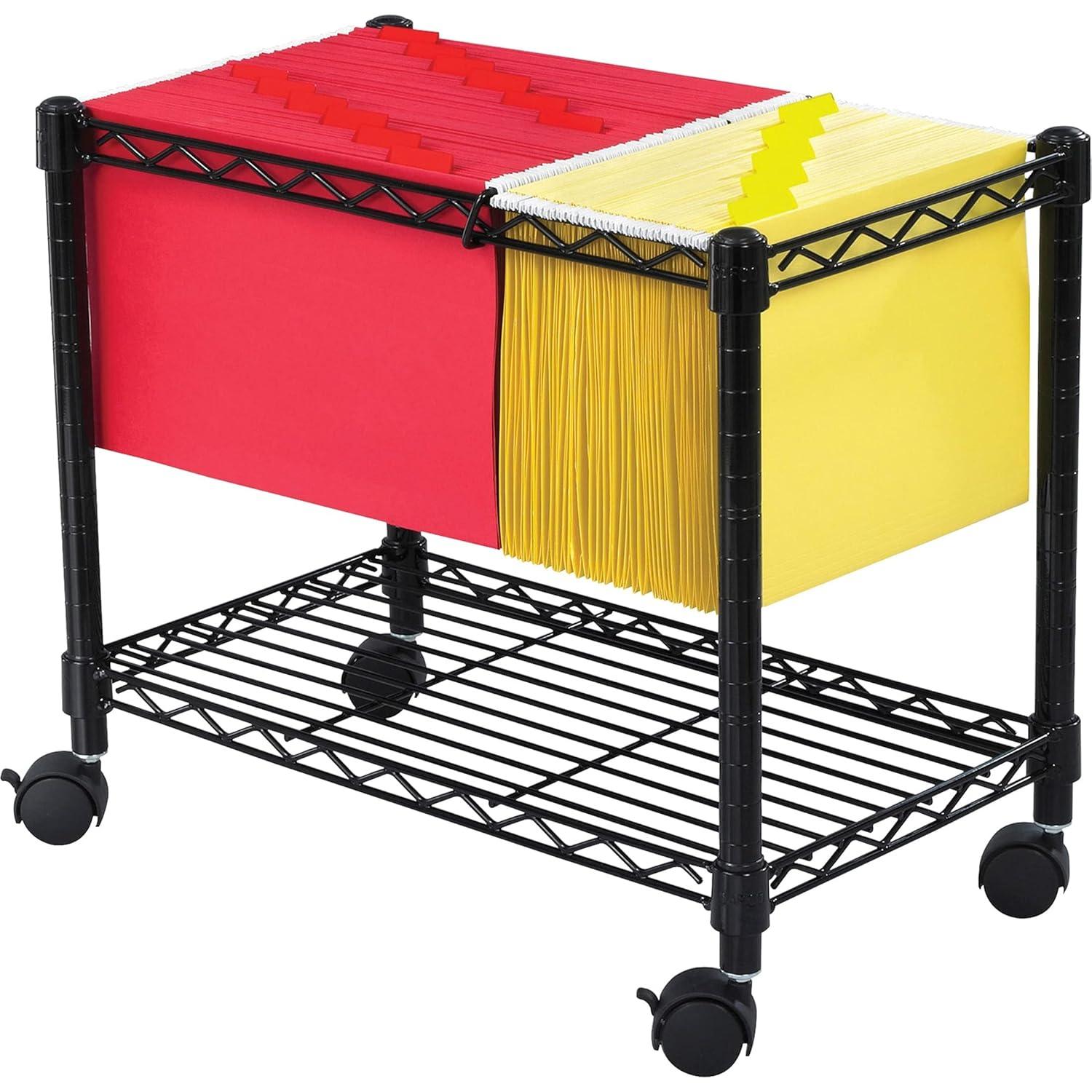 COAHAHA Mobile File Cart, Compact Steel Rolling File Organizer For Letter & Legal Folders, Extra Storage Shelf, Swivel Wheels, Professional Office Storage Solution, 14"W X 14"D X 20.5"H