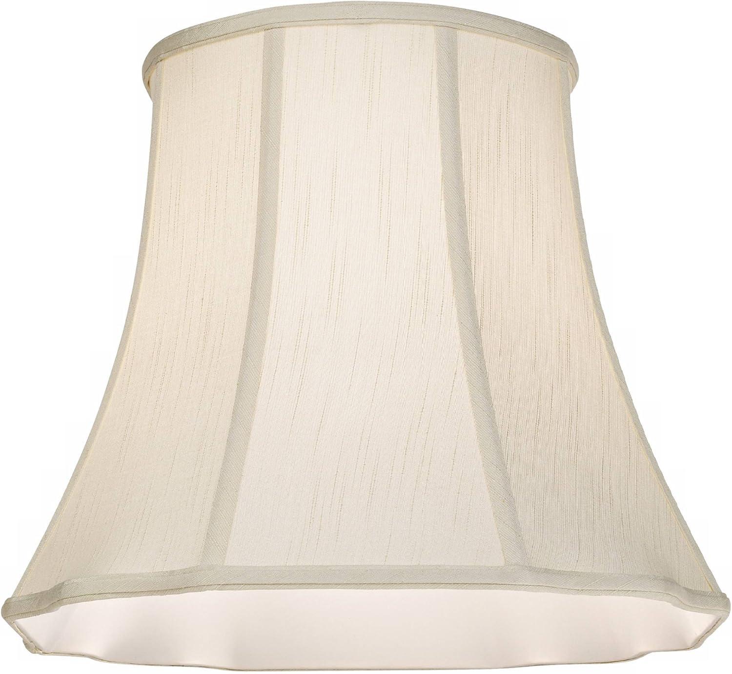 Creme Medium Bell Cut Corner Lamp Shade with Harp and Finial