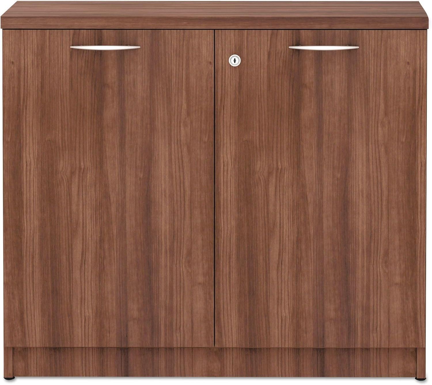 Modern Walnut Lockable Office Storage Cabinet with Adjustable Shelving