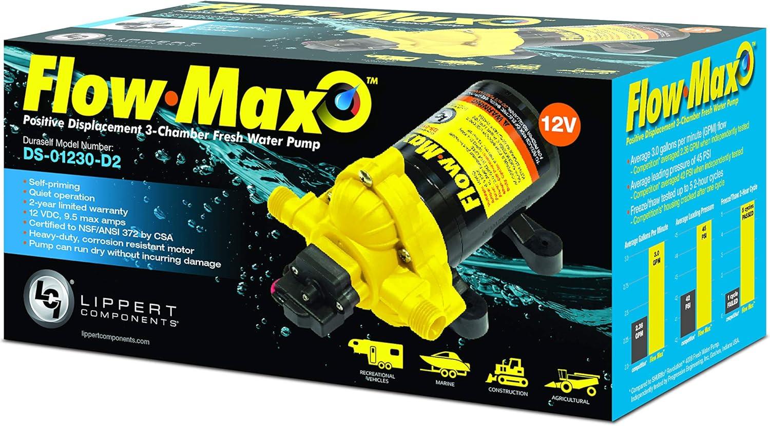 Flow Max Yellow and Black 12V RV Water Pump