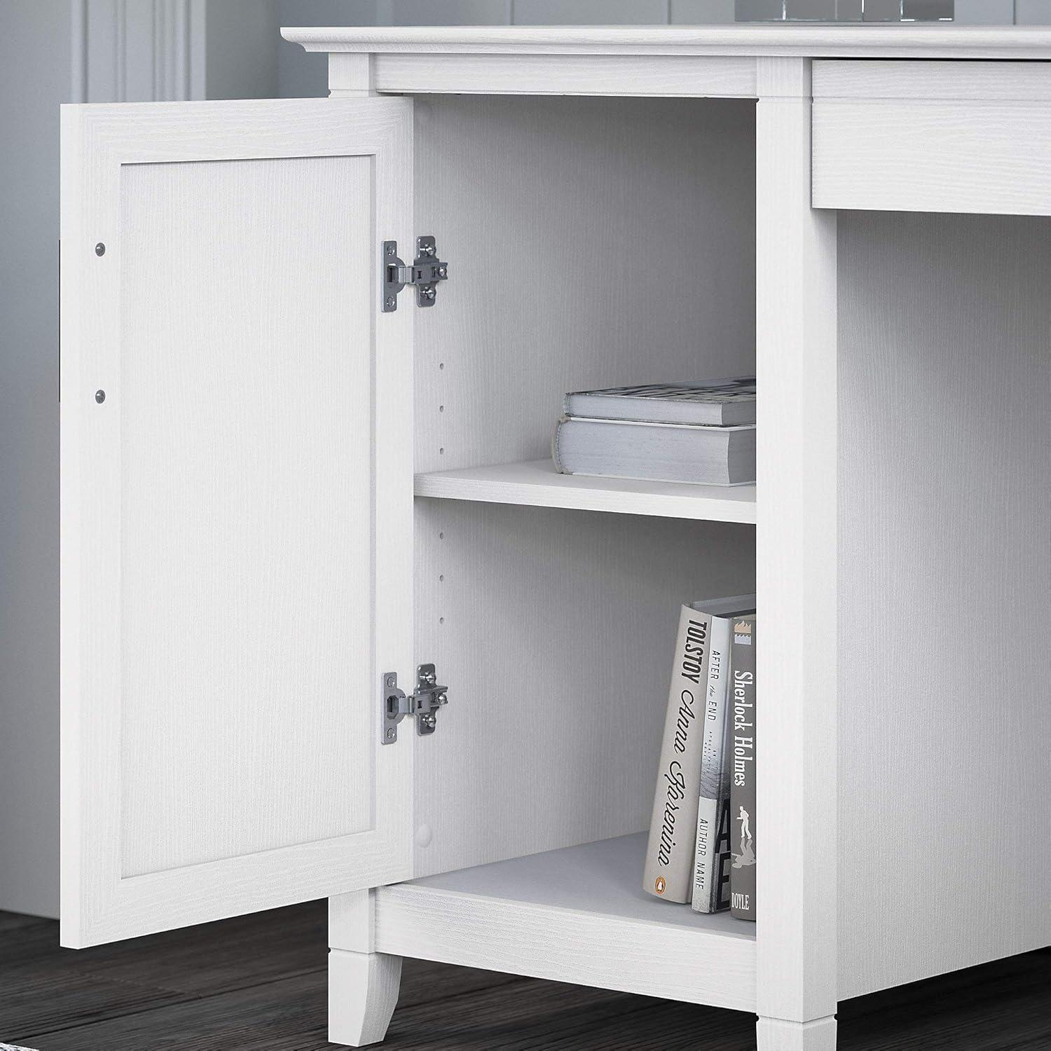 Pure White Oak Farmhouse Desk with Filing Cabinet