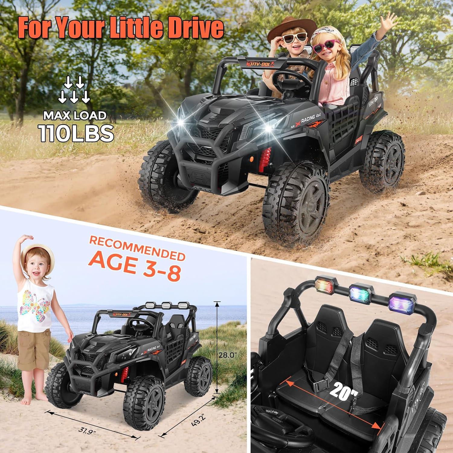 Black 24V 2-Seater Ride-On Car with Remote Control