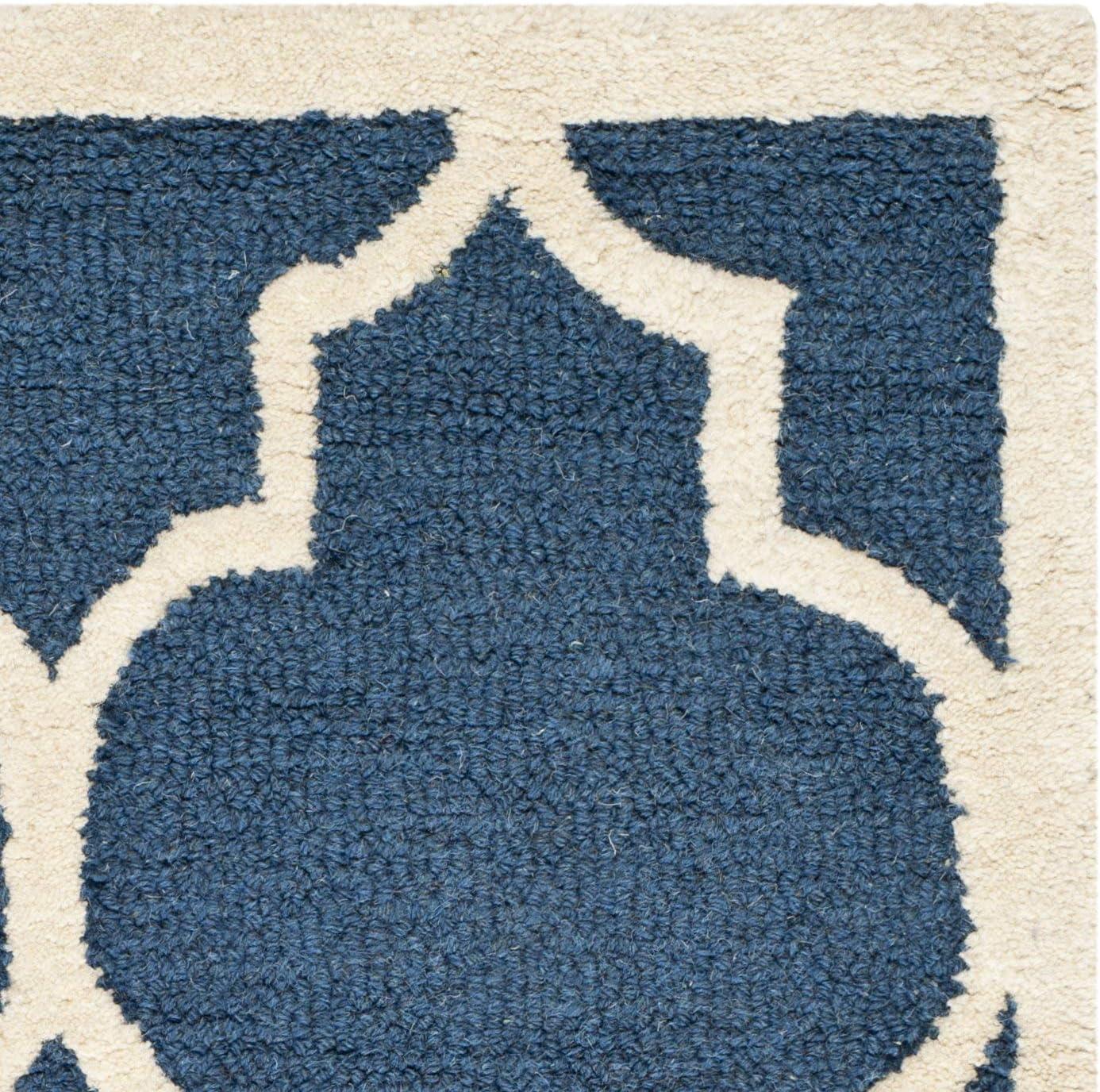 SAFAVIEH Cambridge Kevin Geometric Wool Area Rug, Navy/Ivory, 2' x 3'