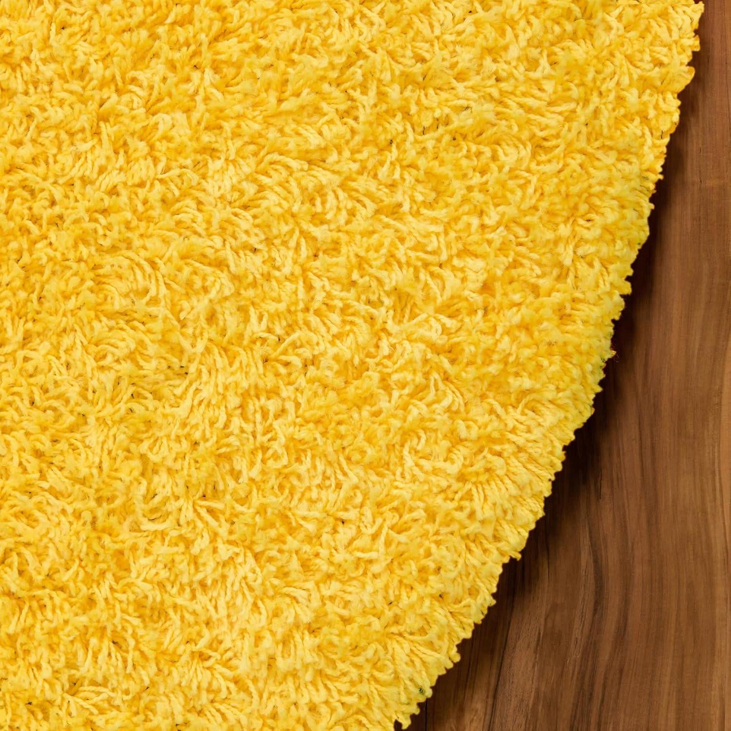Unique Loom Solid Shag Collection Area Rug (5' 3" x 8' Oval Tuscan Sun Yellow)