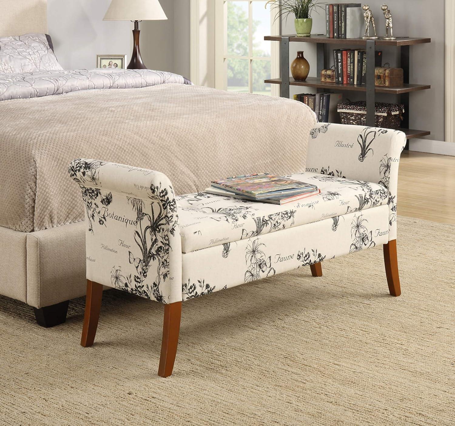 Convenience Concepts Designs4Comfort Garbo Storage Bench, Botanical Print Canvas