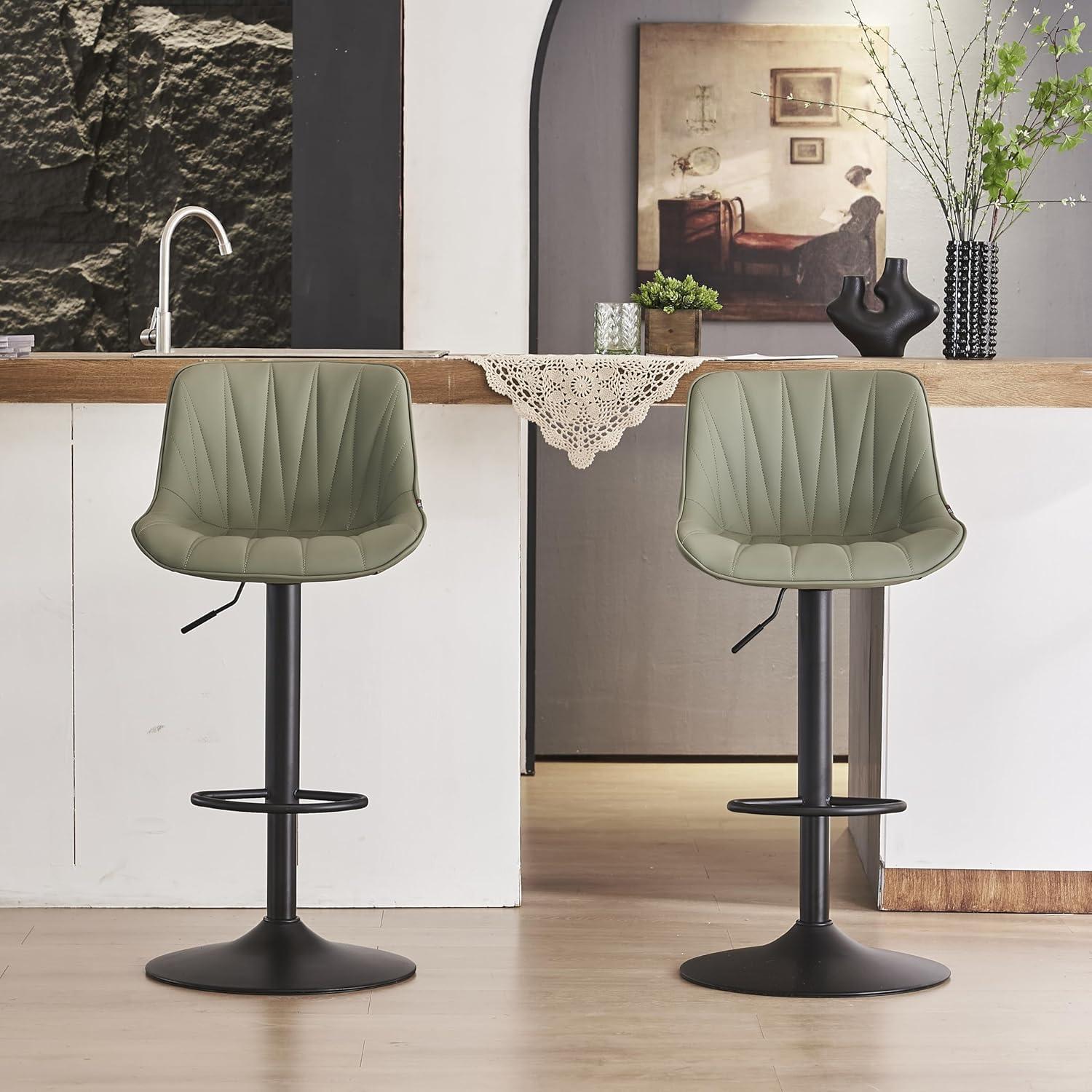 Kidol & Shellder Green Bar Stools Set of 2 Modern Kitchen Island Barstool