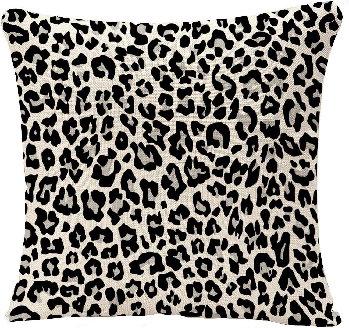ARISTURING  Throw Pillow Case Black Cheetah Snow Leopard Jaguar White Black Spot Pillow Cushion Cover Square Pillowcase Decorative Pillow Cover Home Decor