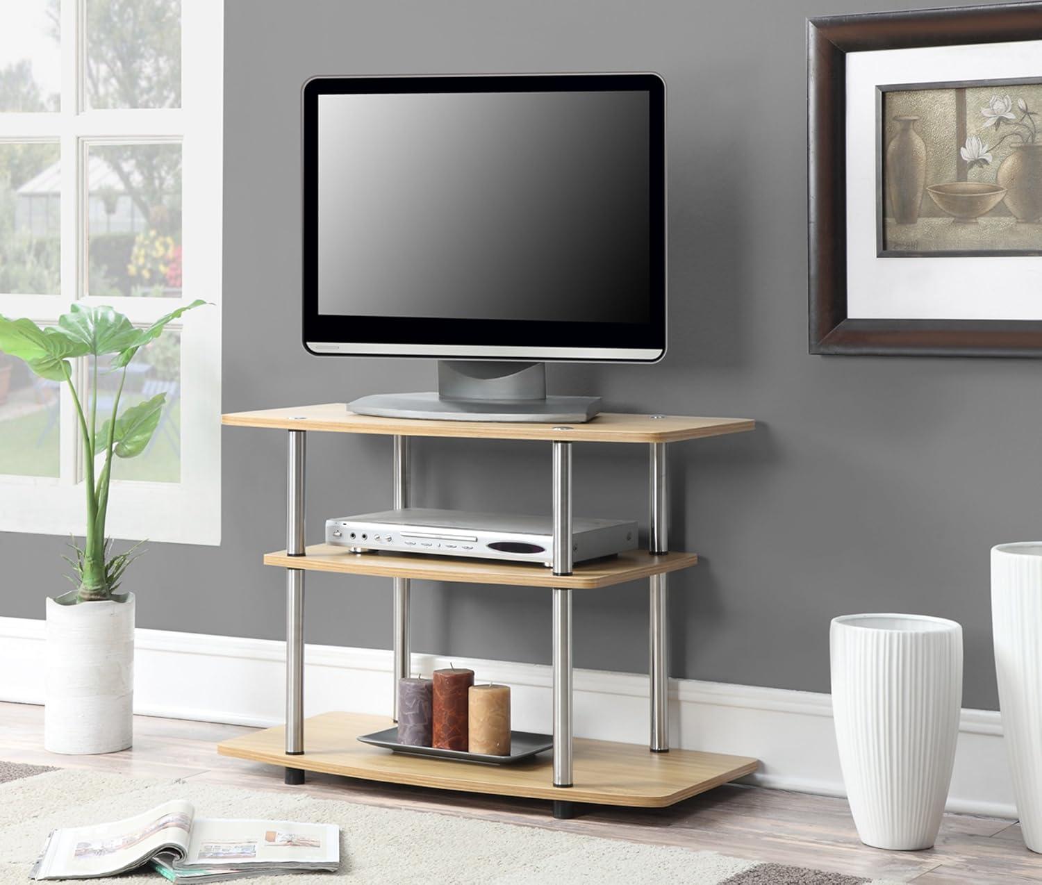 Convenience Concepts Designs2Go No Tools 3 Tier TV Stand, Light Oak