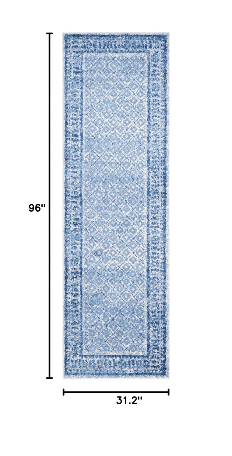 Adirondack ADR110 Machine Made Indoor Runner - Silver/Blue - 2'-6"x8' - Safavieh