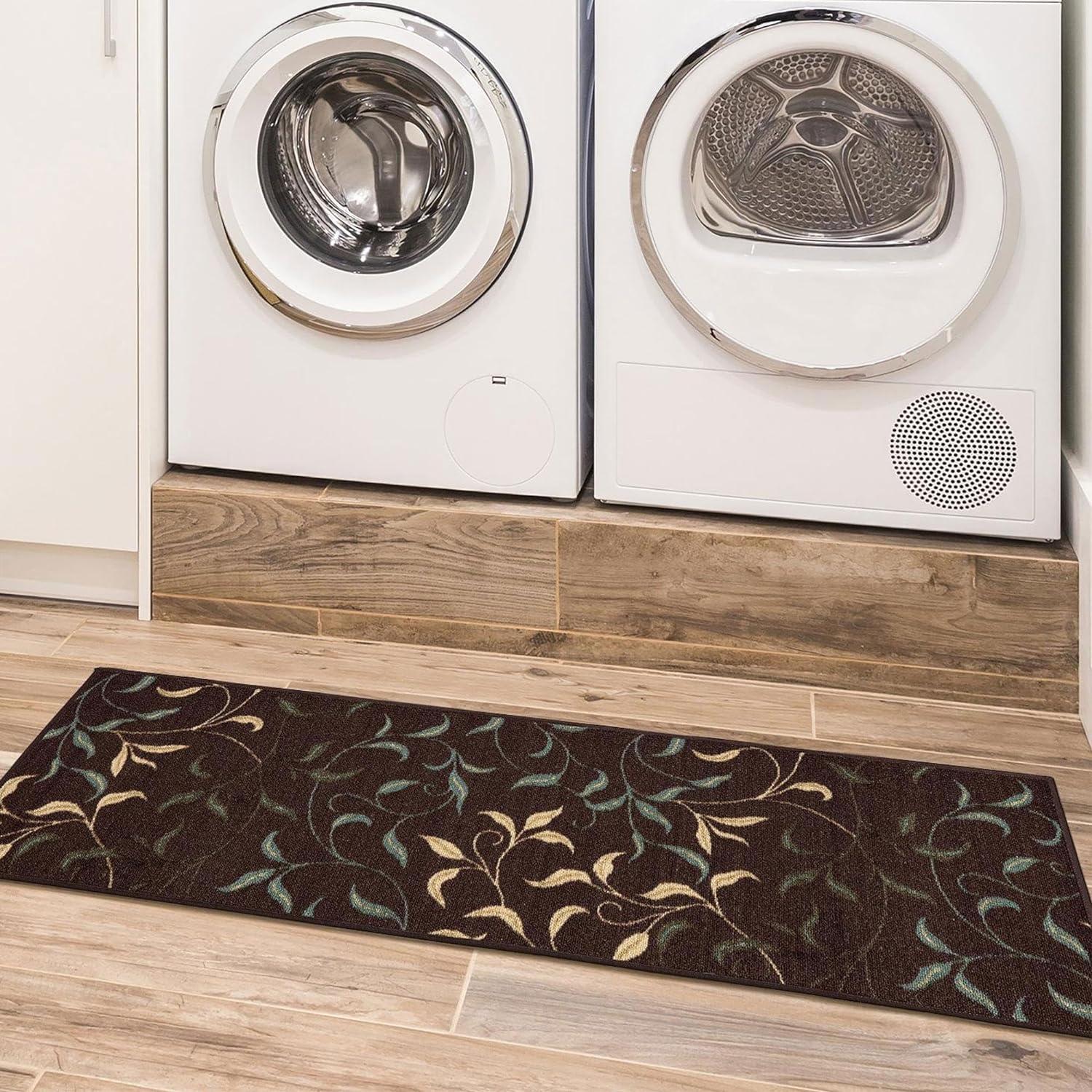 Machine Washable Non-Slip Leaves Area Rug For Living Room, Hallway Runner, Entryway Rug