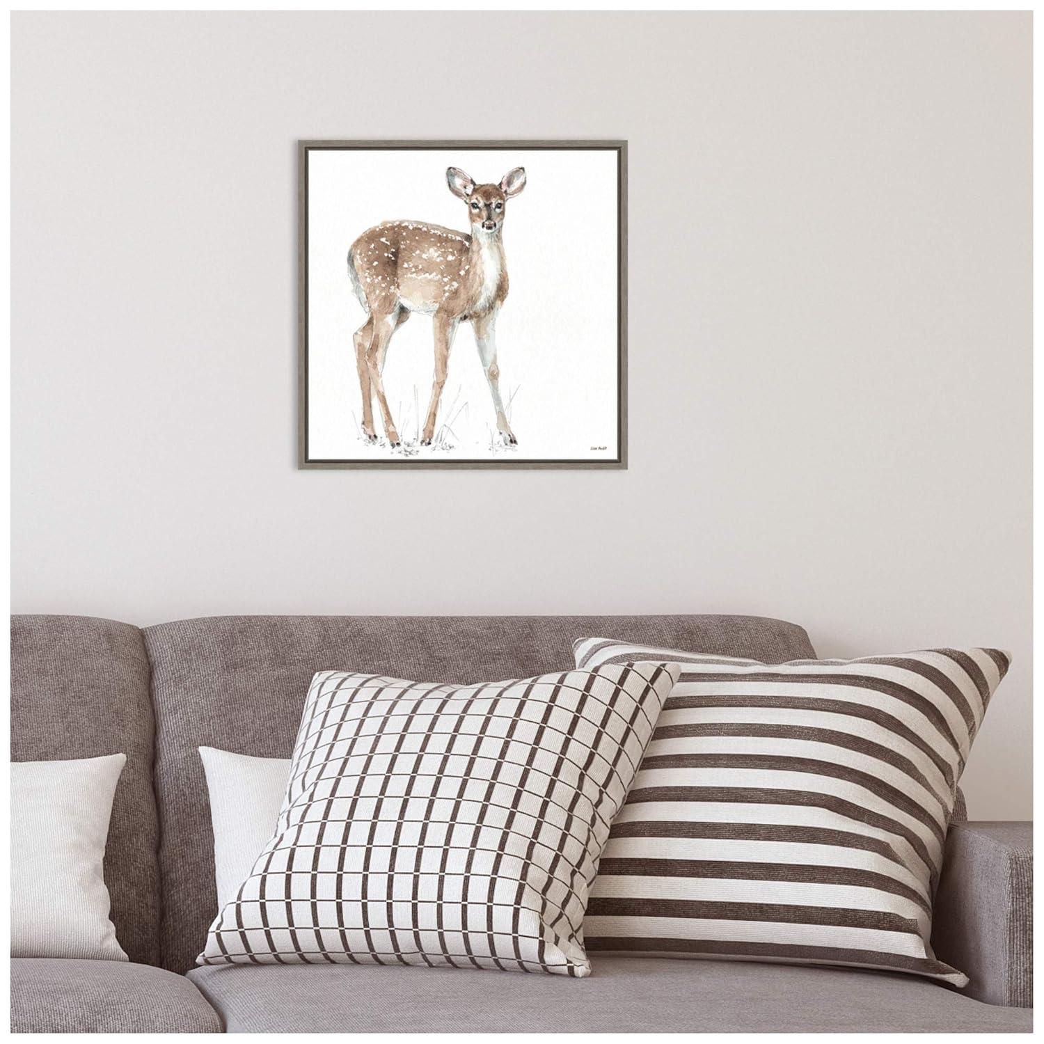 Amanti Art Forest Friends XII (Deer) by Lisa Audit Canvas Wall Art Print Framed 16-in. x 16-in. in Gray
